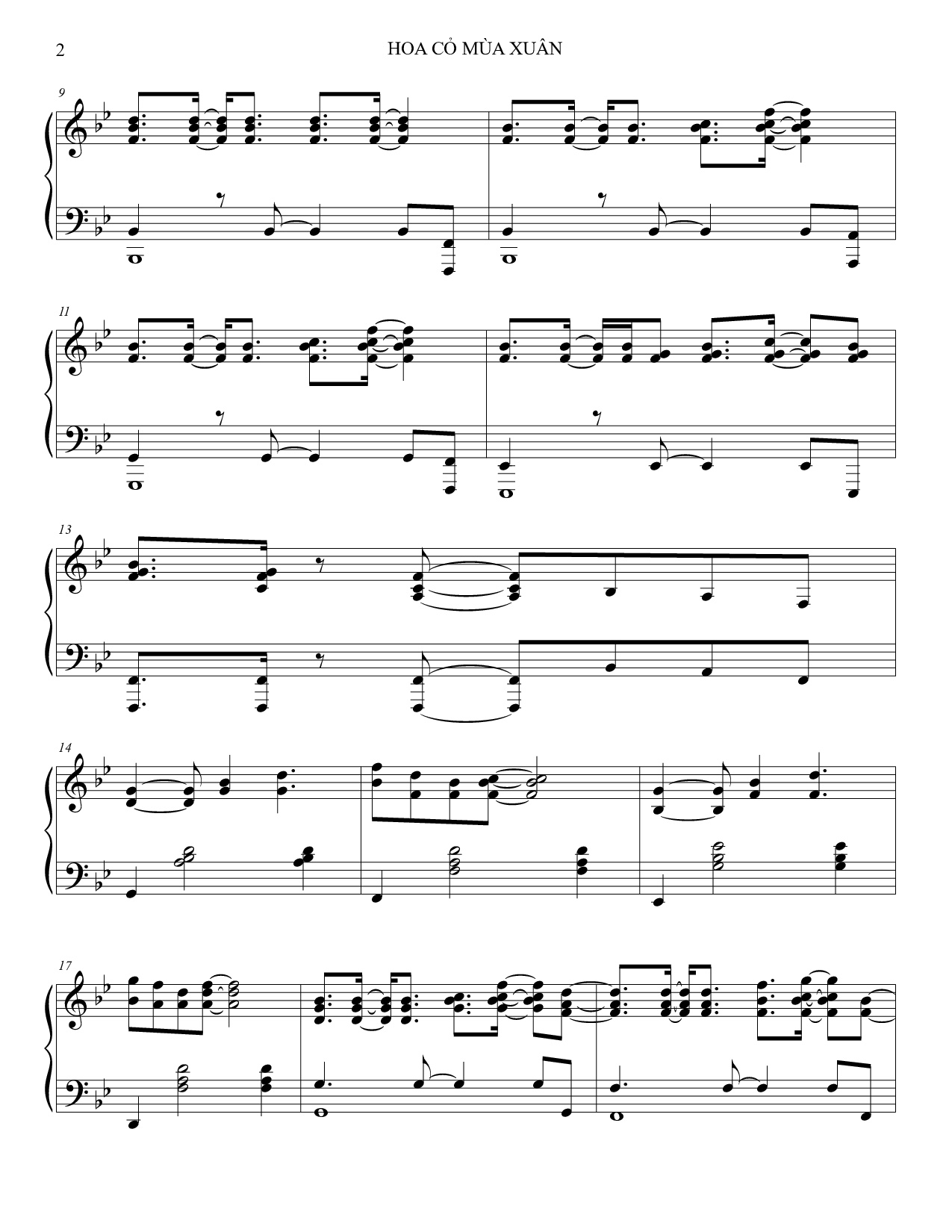 Trang 2 của Sheet nhạc PDF bài hát Hoa cỏ mùa xuân Piano - Bảo Chấn