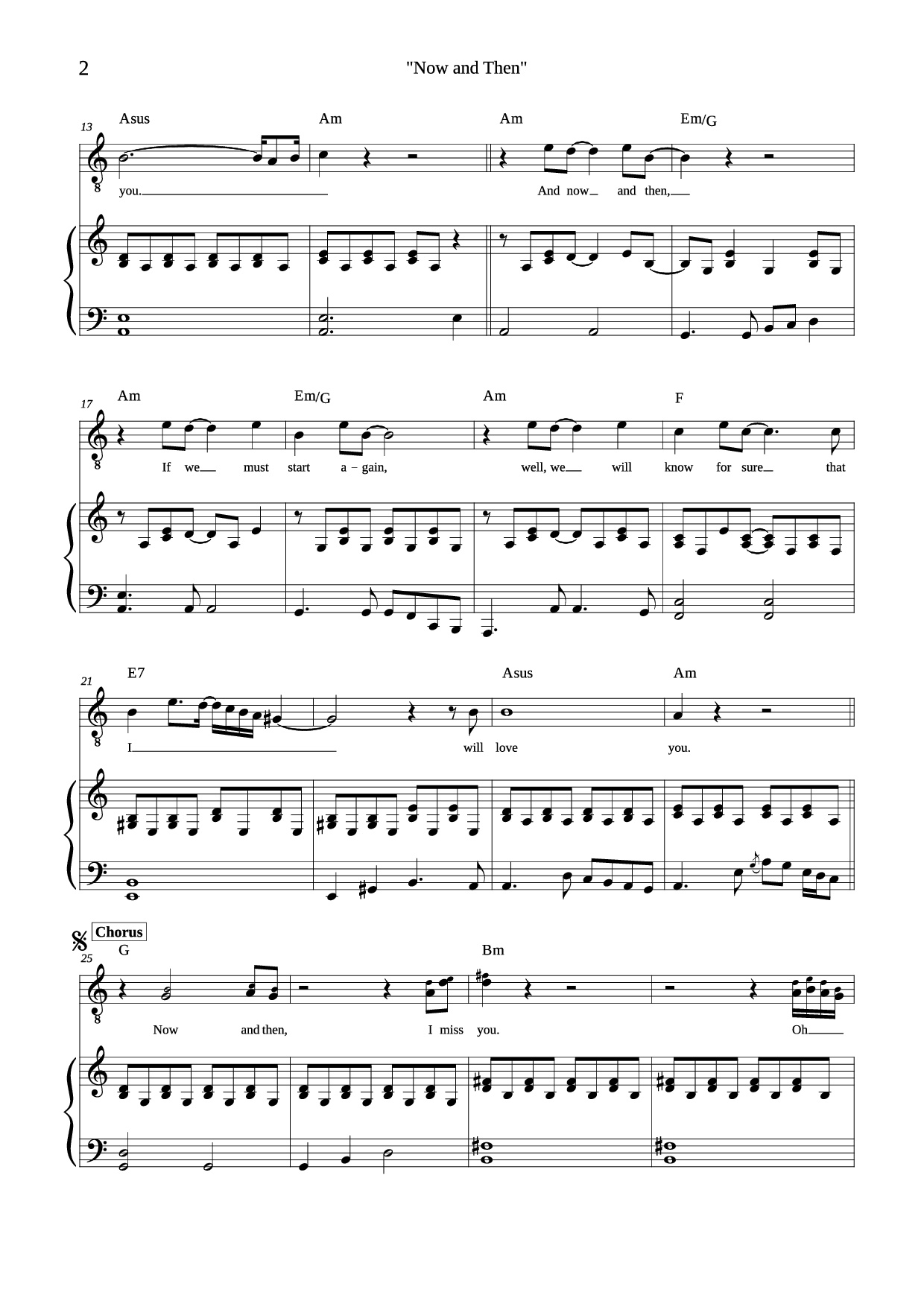 Trang 2 của Sheet nhạc PDF Piano bài hát Now and Then Piano - Composed by John Lennon, Paul McCartney