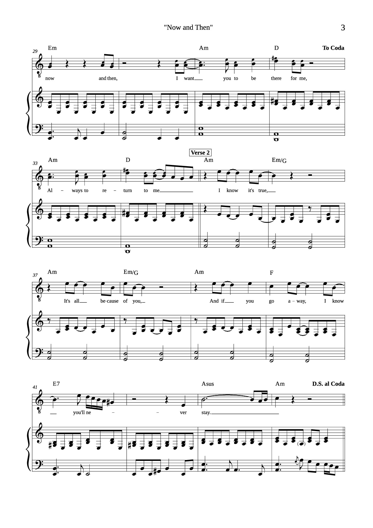 Trang 3 của Sheet nhạc PDF Piano bài hát Now and Then Piano - Composed by John Lennon, Paul McCartney