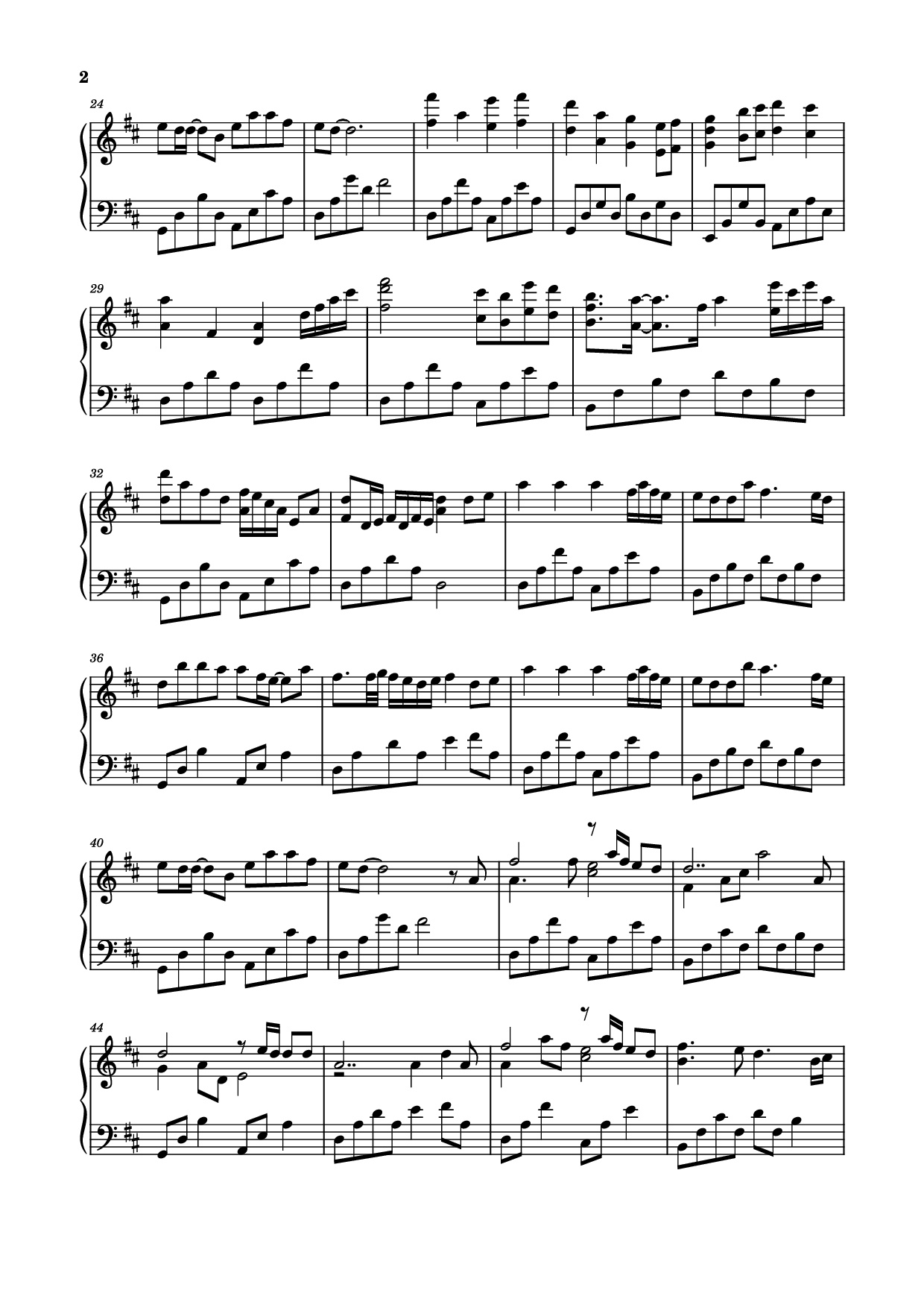 Trang 2 của Sheet nhạc PDF Piano bài hát 月光照人间 Piano - 演唱/作曲:前男友/李怡然