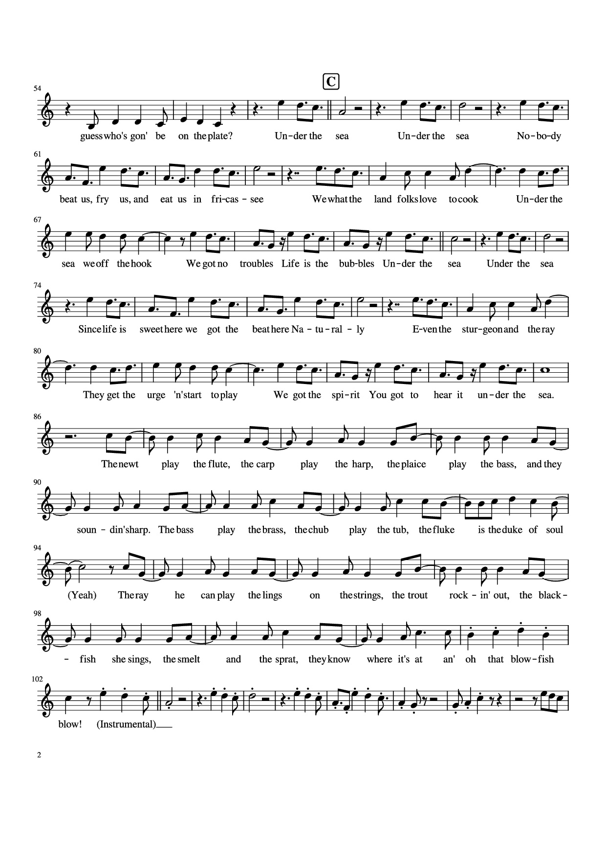 Trang 2 của Sheet nhạc PDF bài hát Under the Sea, from The Little Mermaid - Undefined