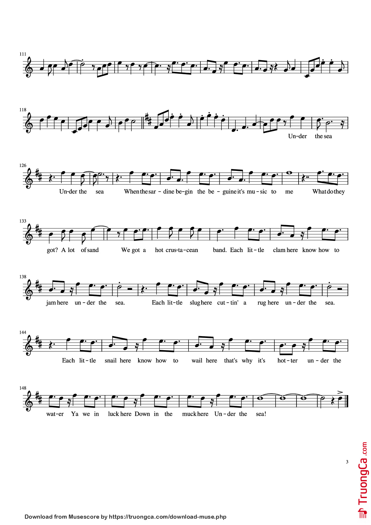 Trang 3 của Sheet nhạc PDF bài hát Under the Sea, from The Little Mermaid - Undefined