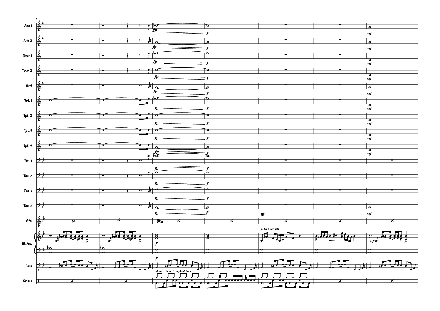 Trang 3 của Sheet nhạc PDF Piano bài hát Also sprach the MC big band Piano - Composed: R Straus Modified: Doedato Arr for big band : Gav