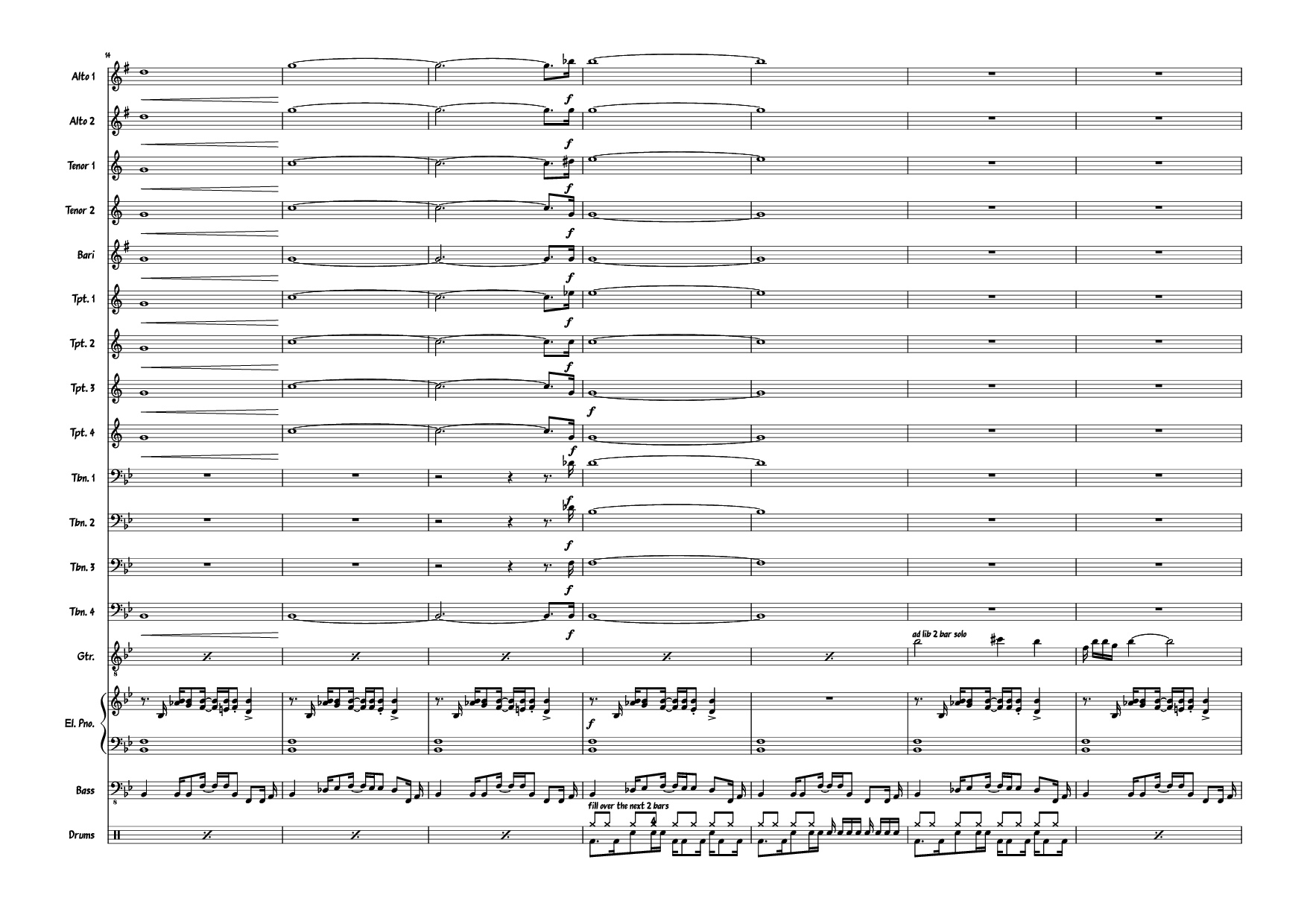 Trang 4 của Sheet nhạc PDF Piano bài hát Also sprach the MC big band Piano - Composed: R Straus Modified: Doedato Arr for big band : Gav