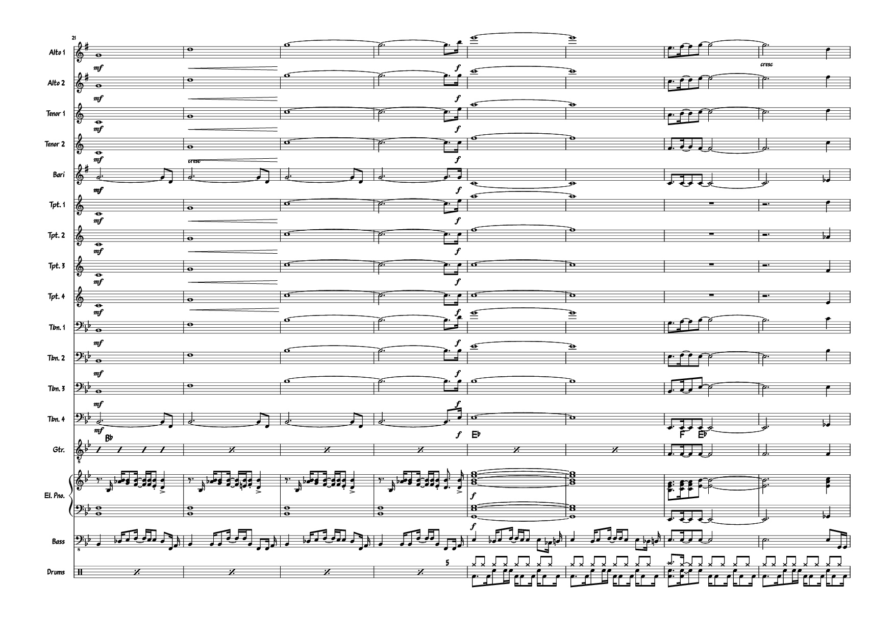 Trang 5 của Sheet nhạc PDF Piano bài hát Also sprach the MC big band Piano - Composed: R Straus Modified: Doedato Arr for big band : Gav