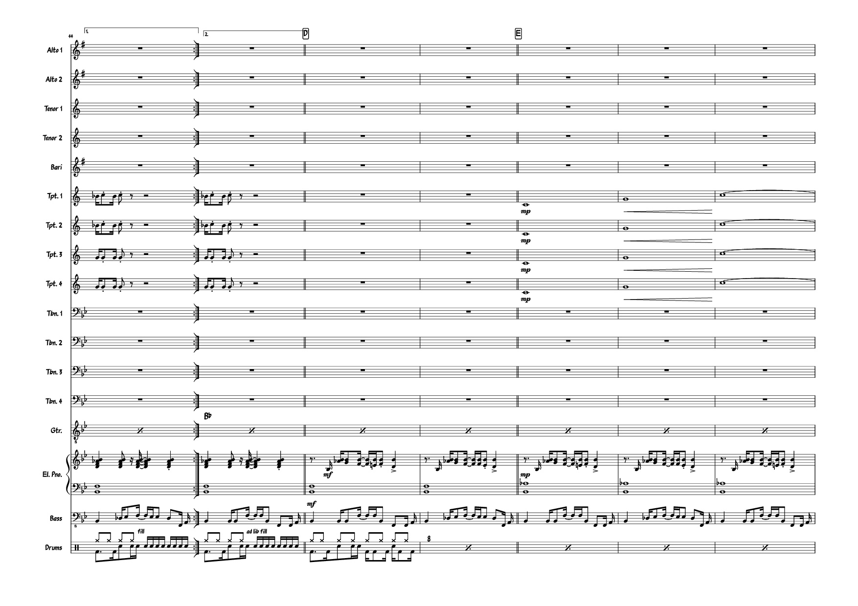 Trang 8 của Sheet nhạc PDF Piano bài hát Also sprach the MC big band Piano - Composed: R Straus Modified: Doedato Arr for big band : Gav
