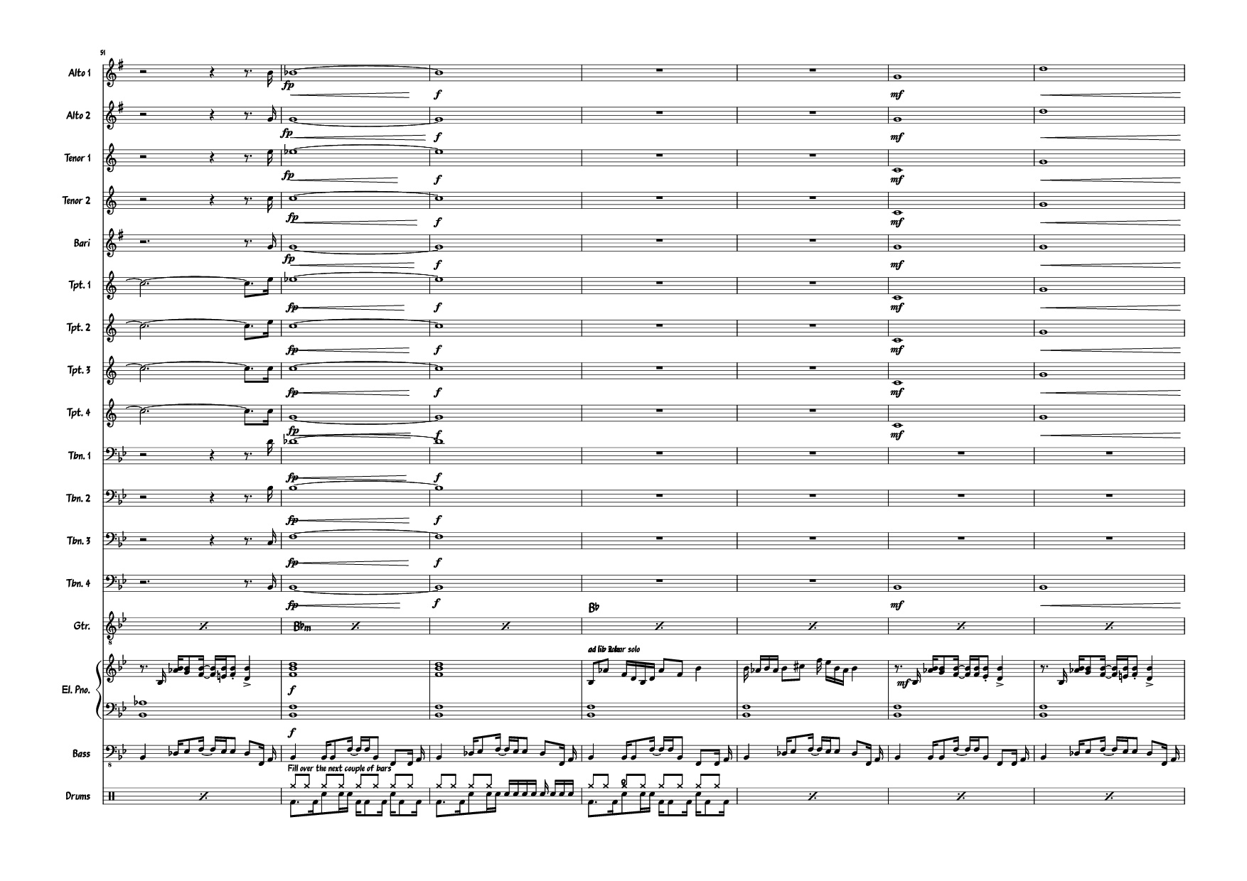 Trang 9 của Sheet nhạc PDF Piano bài hát Also sprach the MC big band Piano - Composed: R Straus Modified: Doedato Arr for big band : Gav