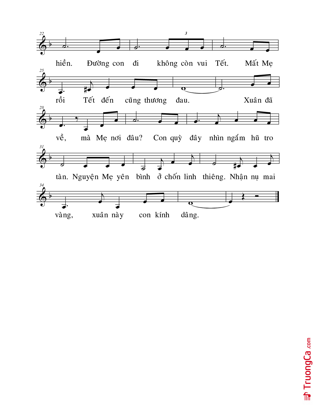 Trang 2 của Sheet nhạc PDF bài hát Xuân về mẹ ở đâu - Anson Nguyễn Hoa Cương