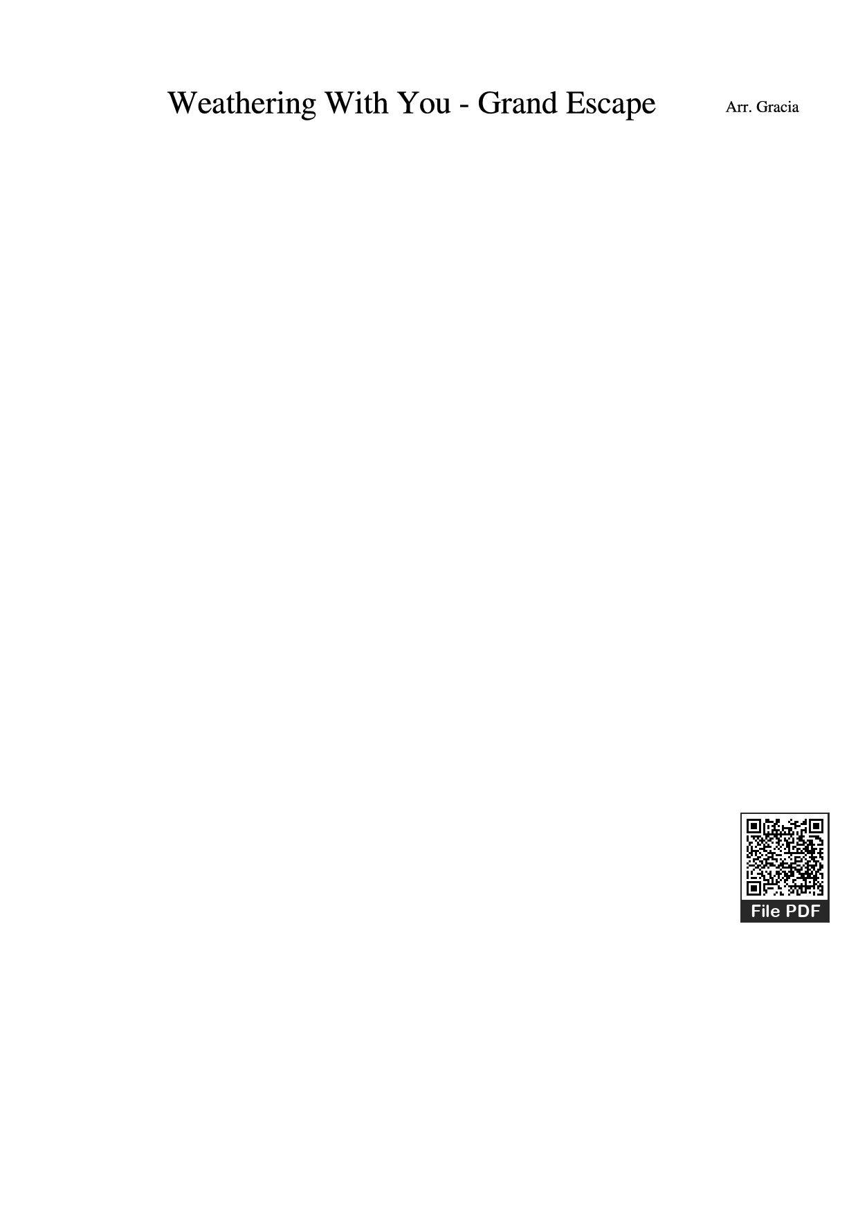 Trang 1 của Sheet nhạc PDF bài hát Weathering With You - Grand Escape - Arr. Gracia