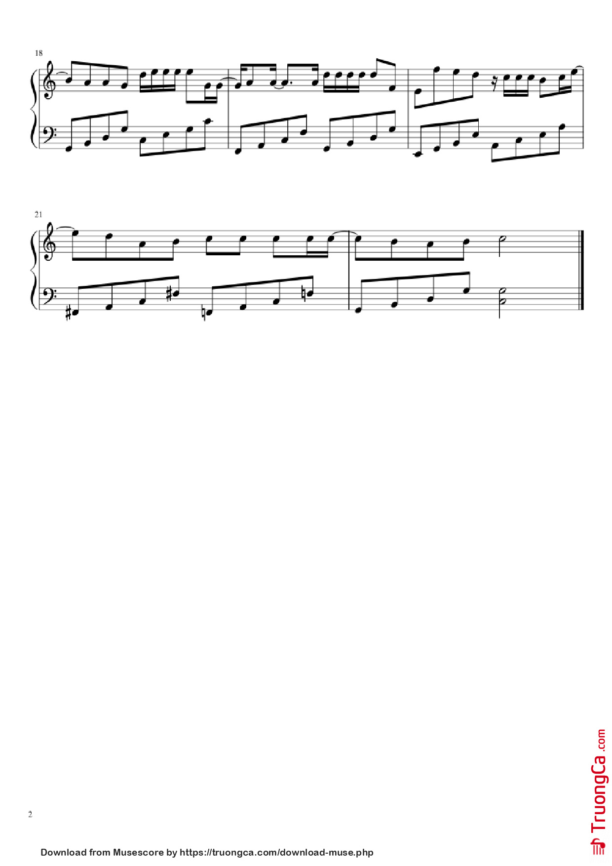 Trang 2 của Sheet nhạc PDF Piano bài hát Nothing gonna change my love for you Piano easy - George Benson