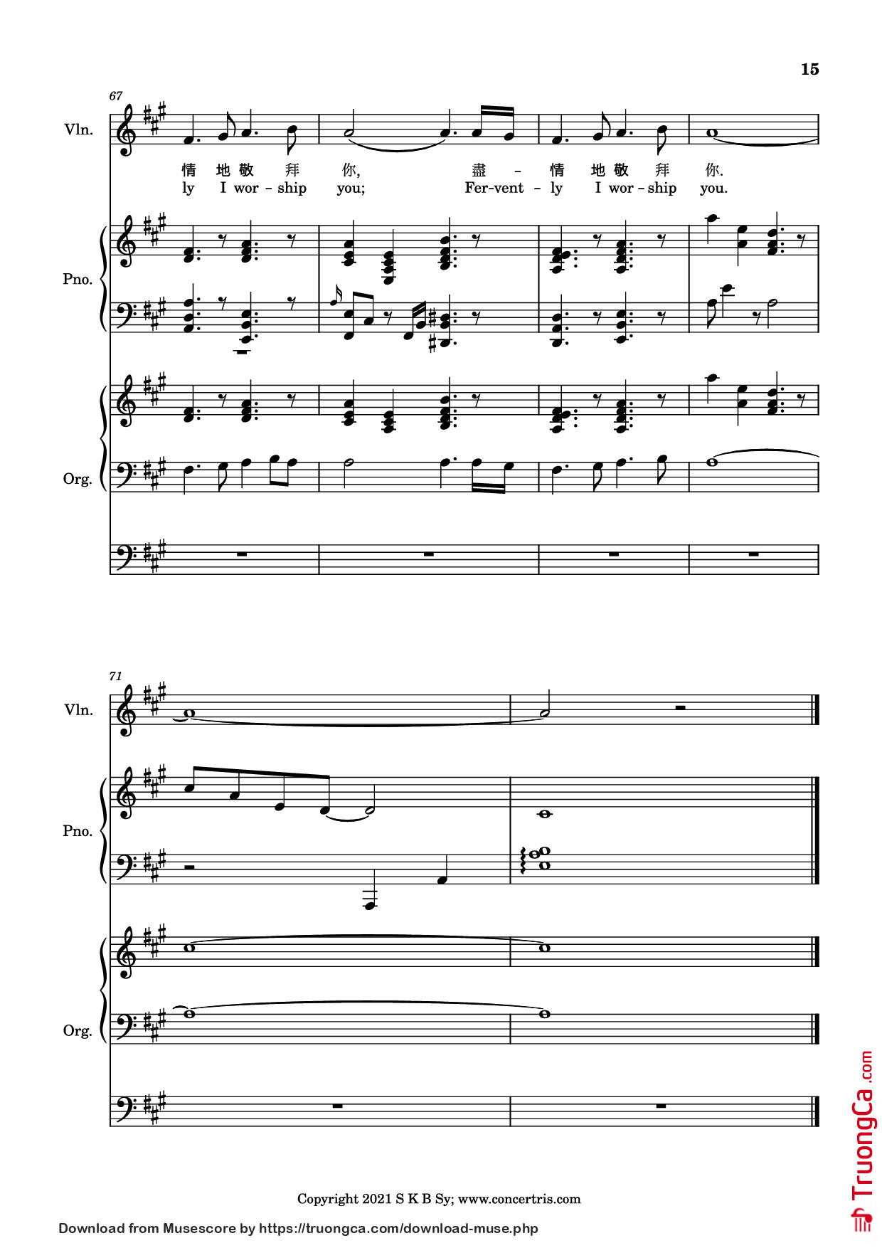 Trang 15 của Sheet nhạc PDF Piano bài hát 盡情的敬拜 Piano - Music by 施弘美