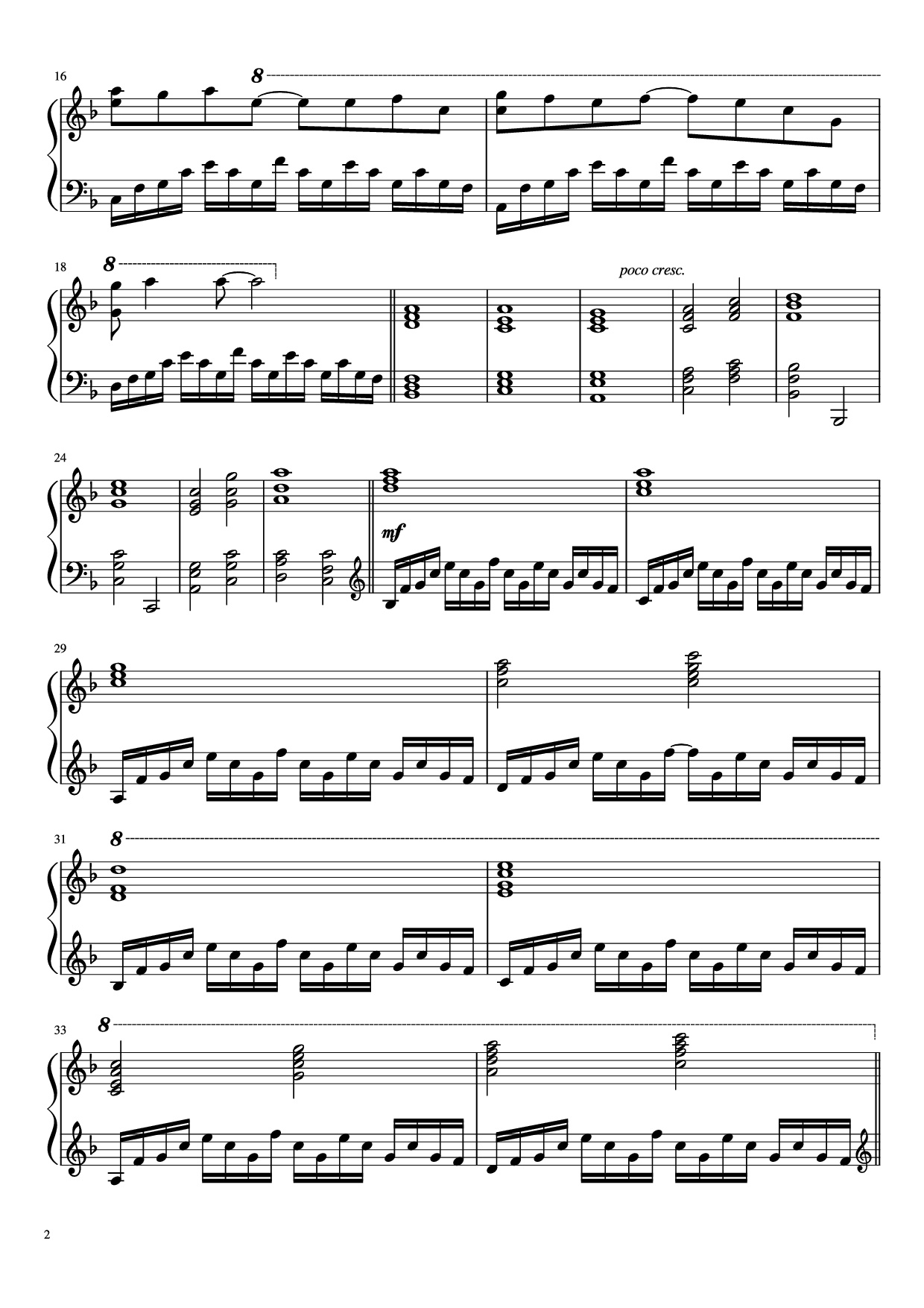 Trang 2 của Sheet nhạc PDF Piano bài hát Again (Your lie in April) Piano - Masaru Yokoyama
