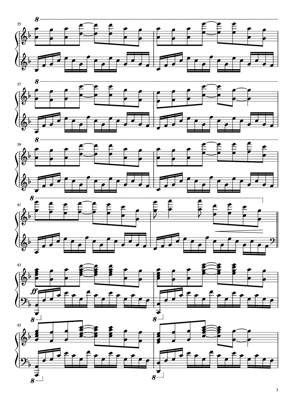 Trang 3 của Sheet nhạc PDF Piano bài hát Again (Your lie in April) Piano - Masaru Yokoyama