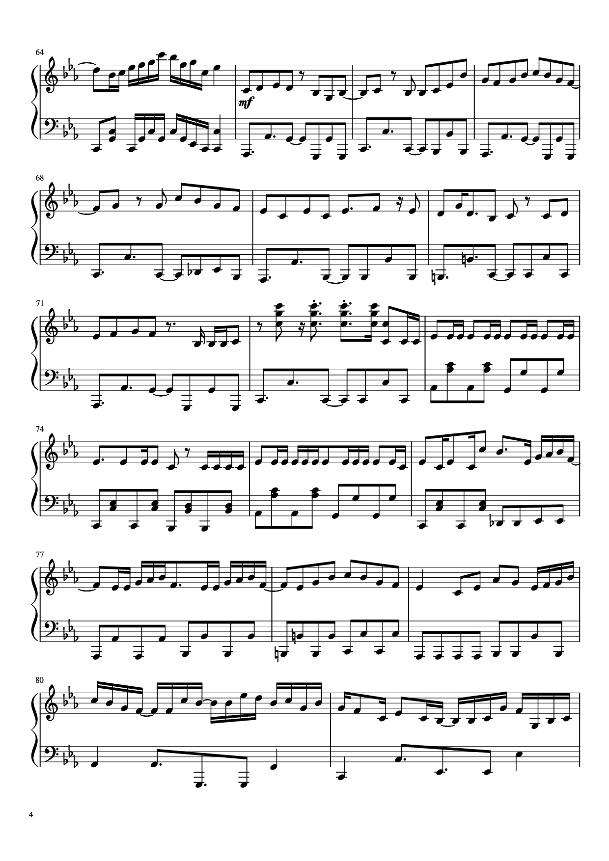 Trang 4 của Sheet nhạc PDF Piano bài hát 夜に駆ける Piano - Arr. BambooOnFire