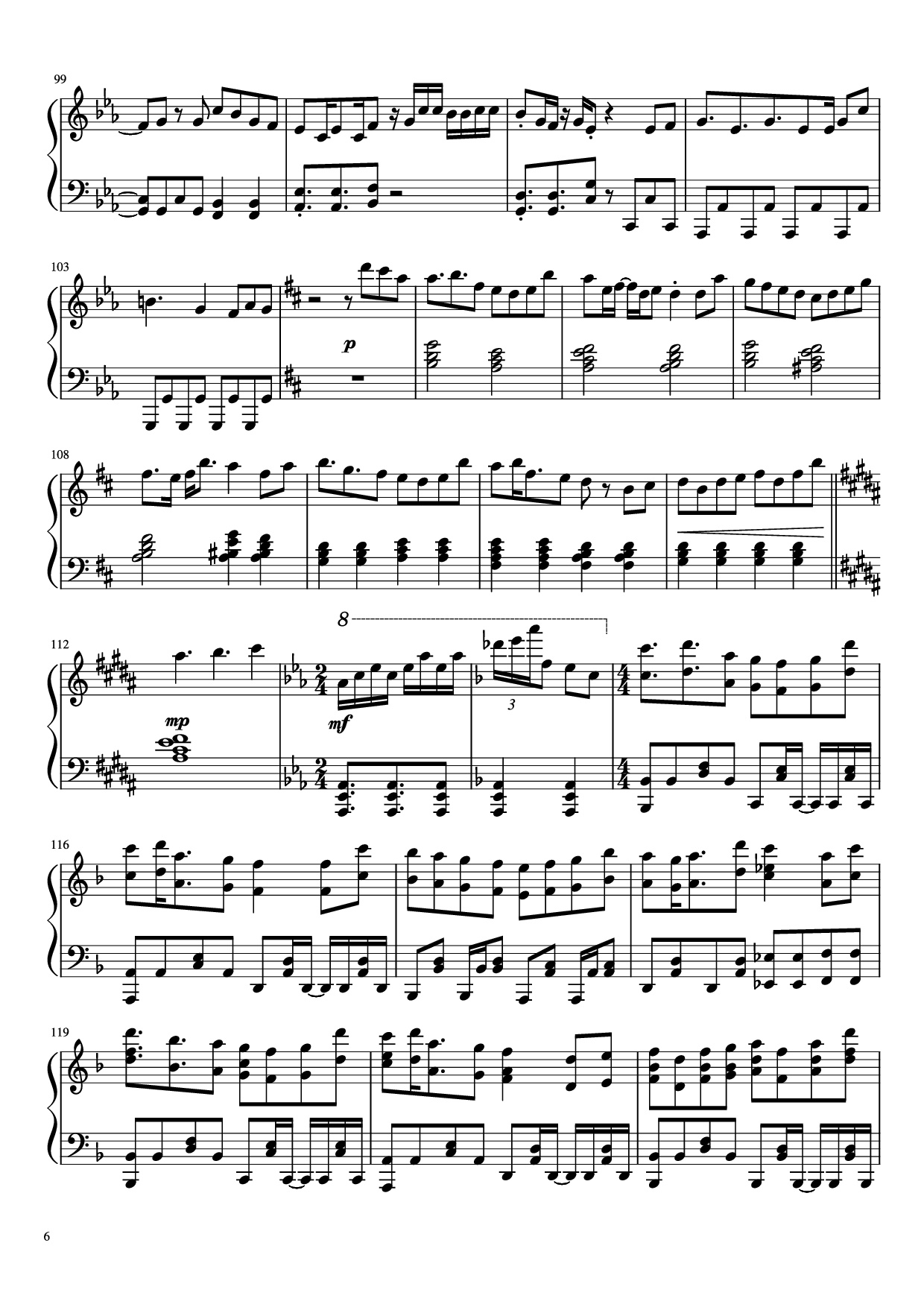 Trang 6 của Sheet nhạc PDF Piano bài hát 夜に駆ける Piano - Arr. BambooOnFire
