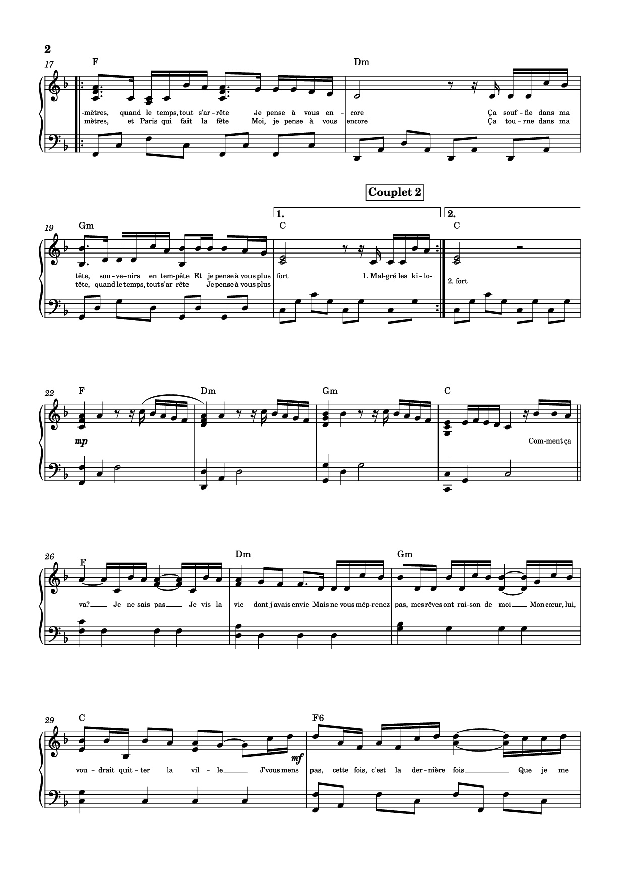 Trang 2 của Sheet nhạc PDF Piano bài hát JE PENSE À VOUS Piano - Linh