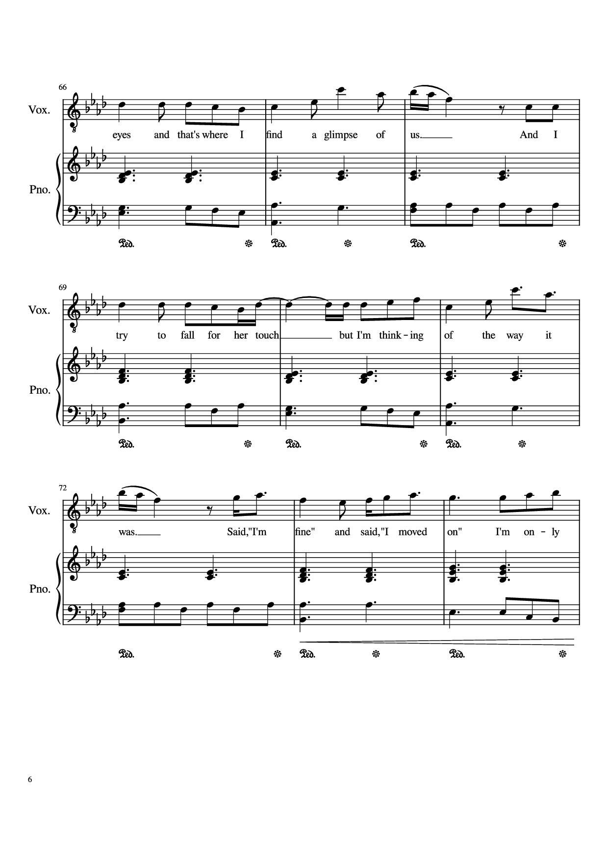 Trang 6 của Sheet nhạc PDF Piano bài hát Glimpse Of Us Piano - Joji arr. Daniel Almaraz