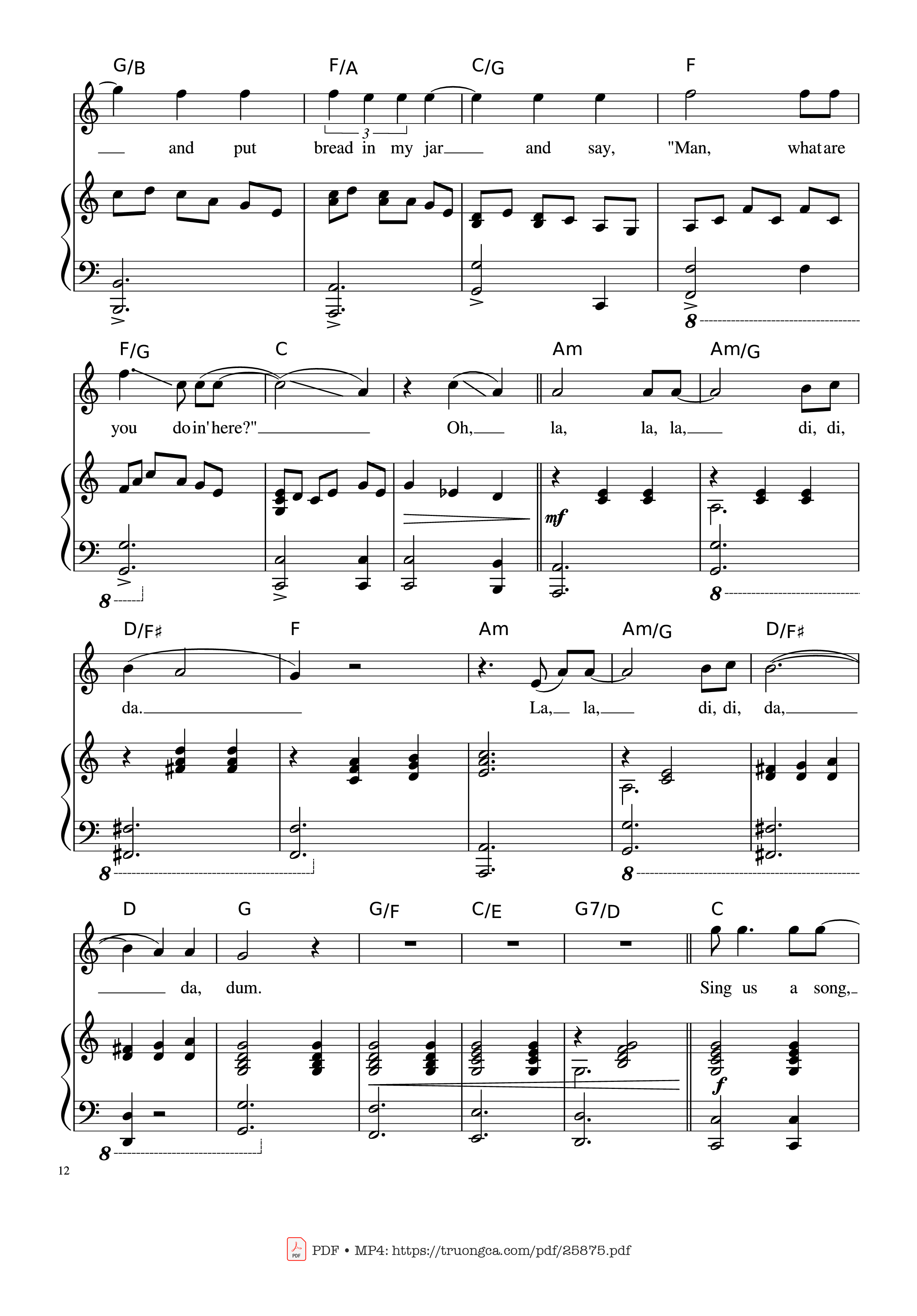 Trang 12 của Sheet nhạc PDF Piano bài hát Piano Man (Vocal-Piano the original live version) - Arr. Josepheroic