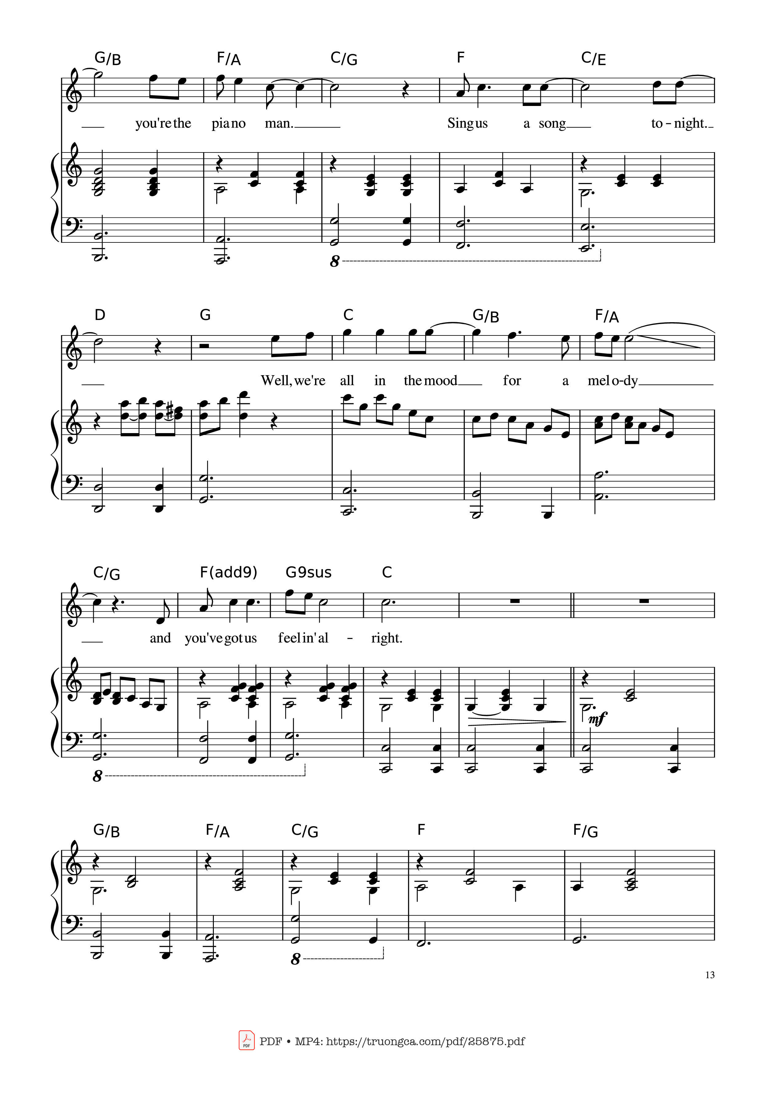 Trang 13 của Sheet nhạc PDF Piano bài hát Piano Man (Vocal-Piano the original live version) - Arr. Josepheroic