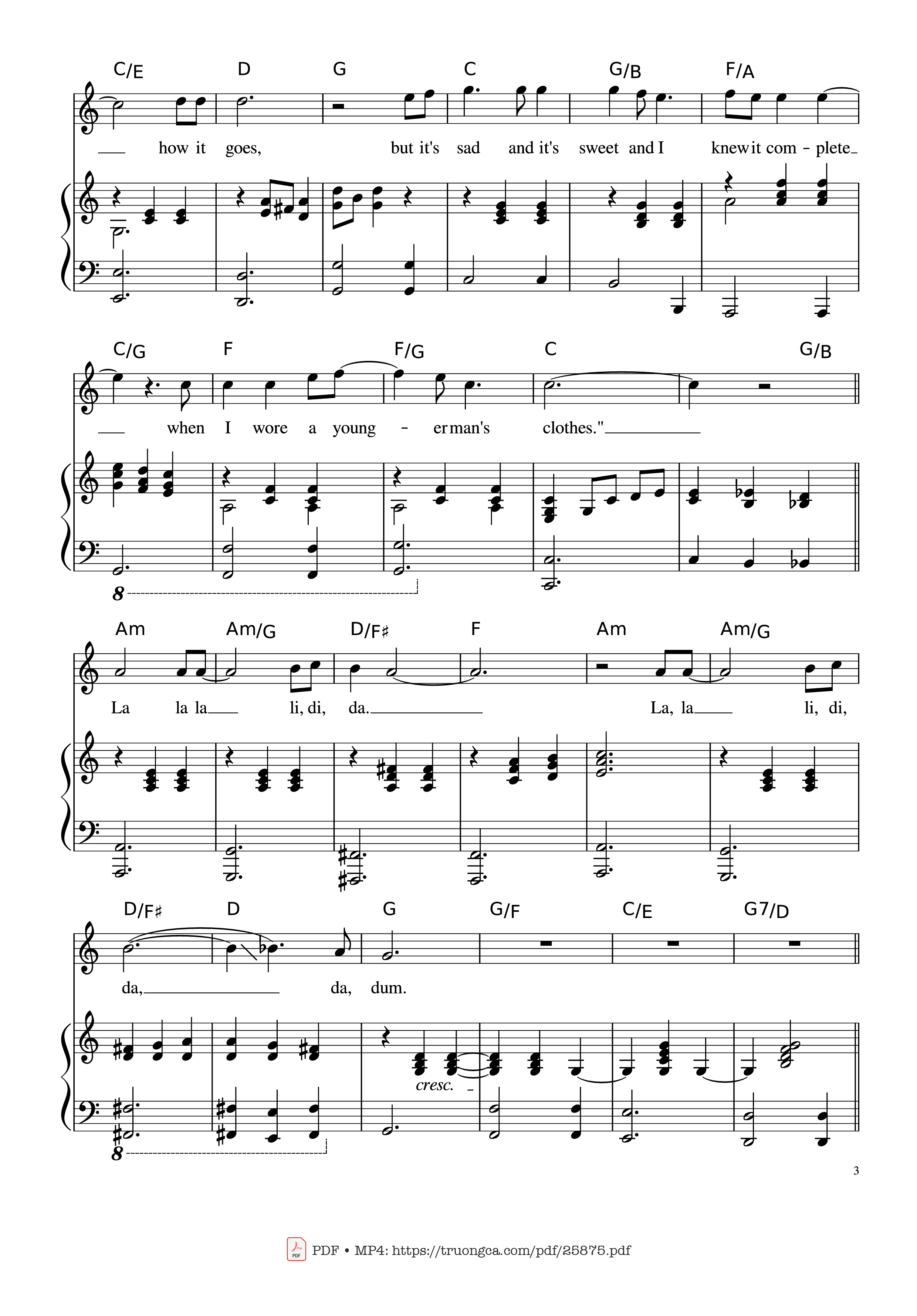 Trang 3 của Sheet nhạc PDF Piano bài hát Piano Man (Vocal-Piano the original live version) - Arr. Josepheroic
