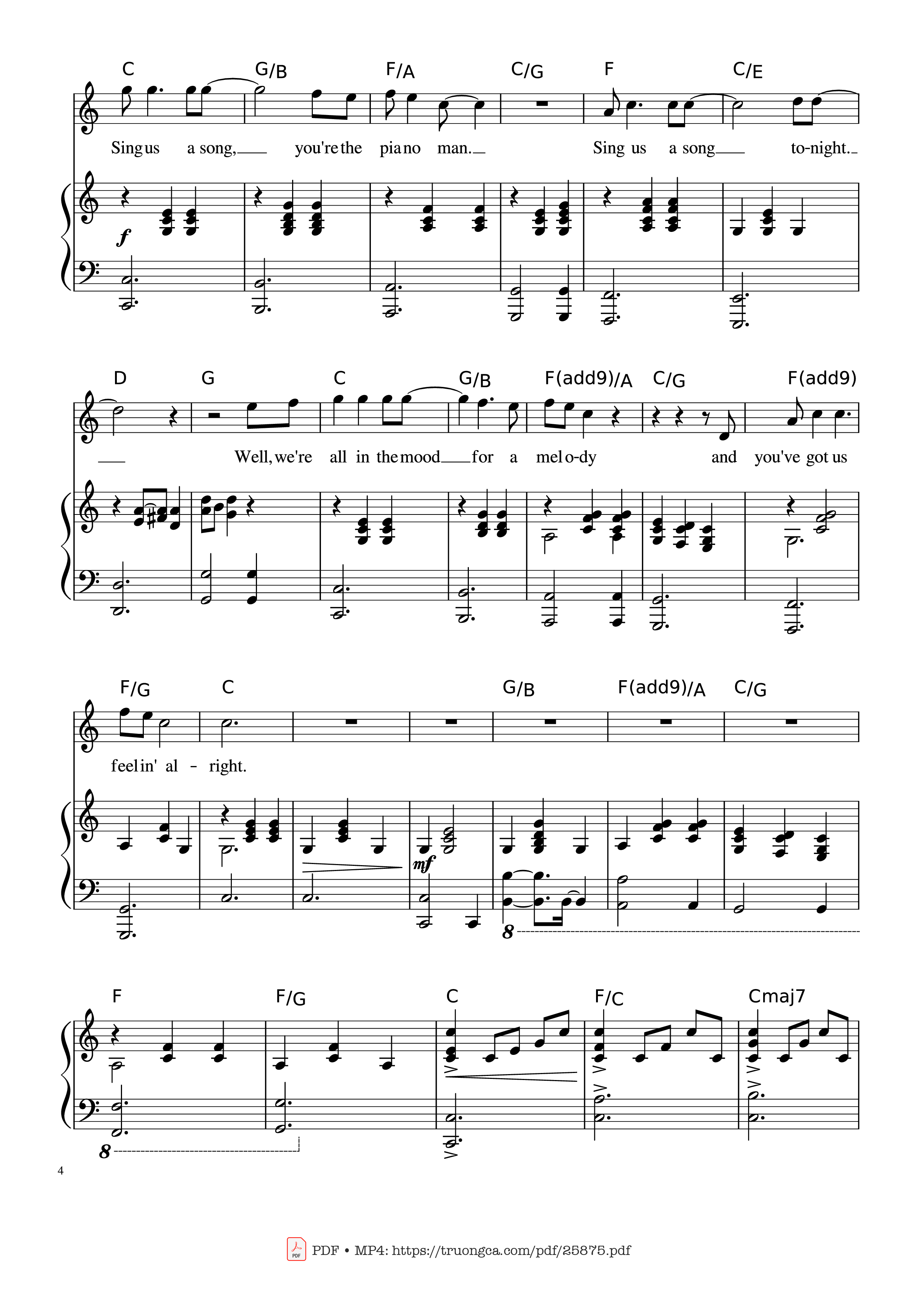 Trang 4 của Sheet nhạc PDF Piano bài hát Piano Man (Vocal-Piano the original live version) - Arr. Josepheroic