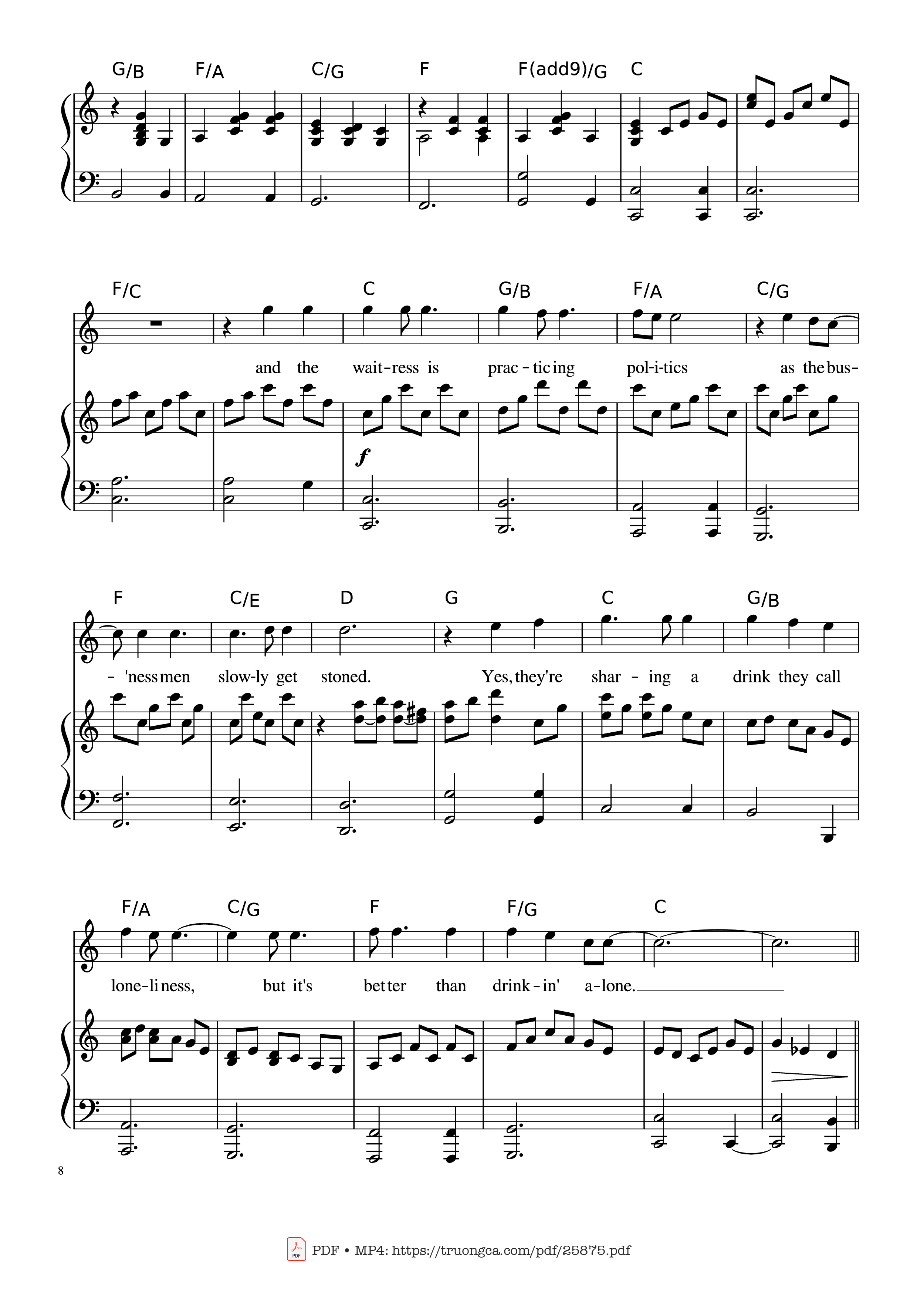 Trang 8 của Sheet nhạc PDF Piano bài hát Piano Man (Vocal-Piano the original live version) - Arr. Josepheroic