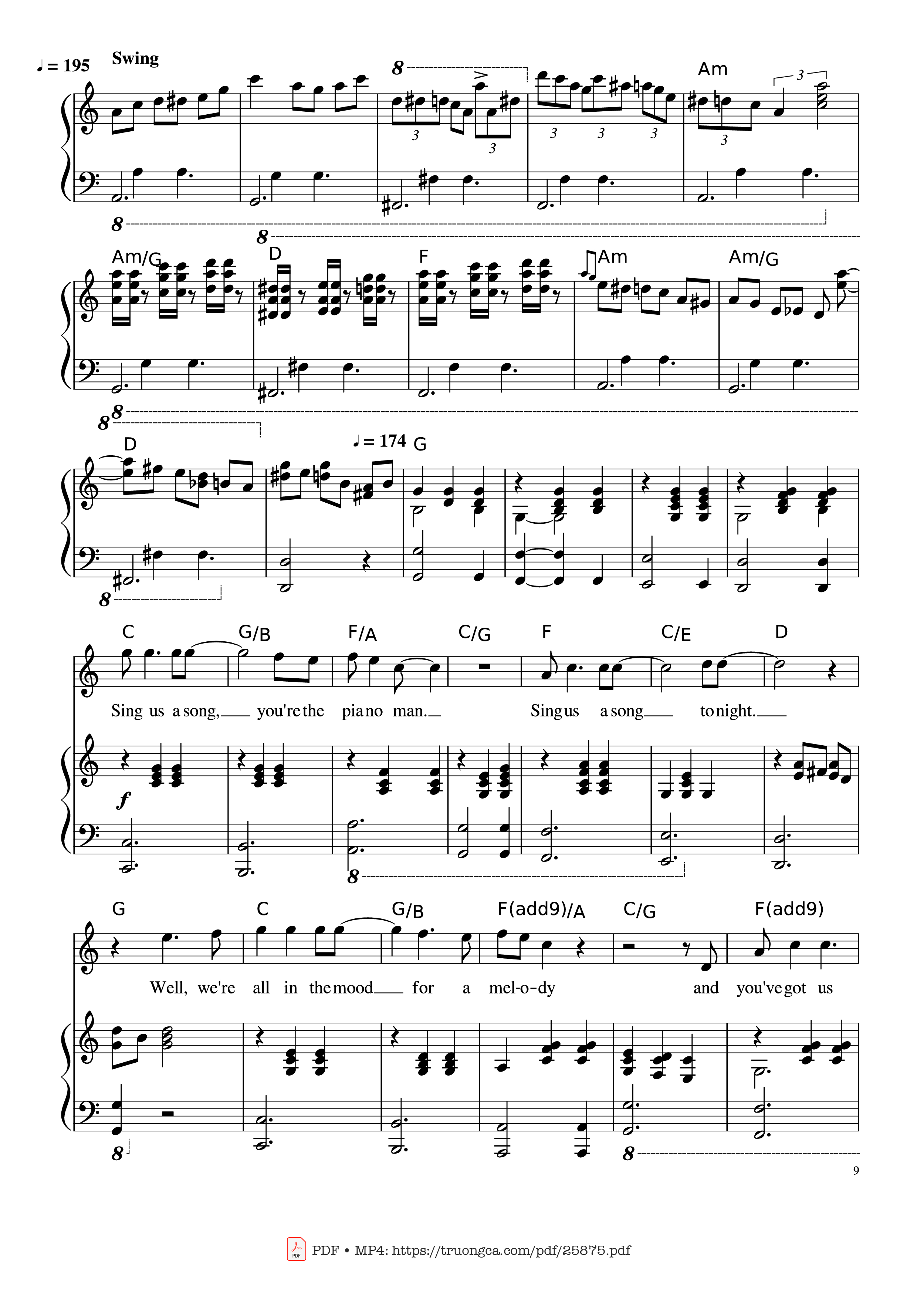 Trang 9 của Sheet nhạc PDF Piano bài hát Piano Man (Vocal-Piano the original live version) - Arr. Josepheroic