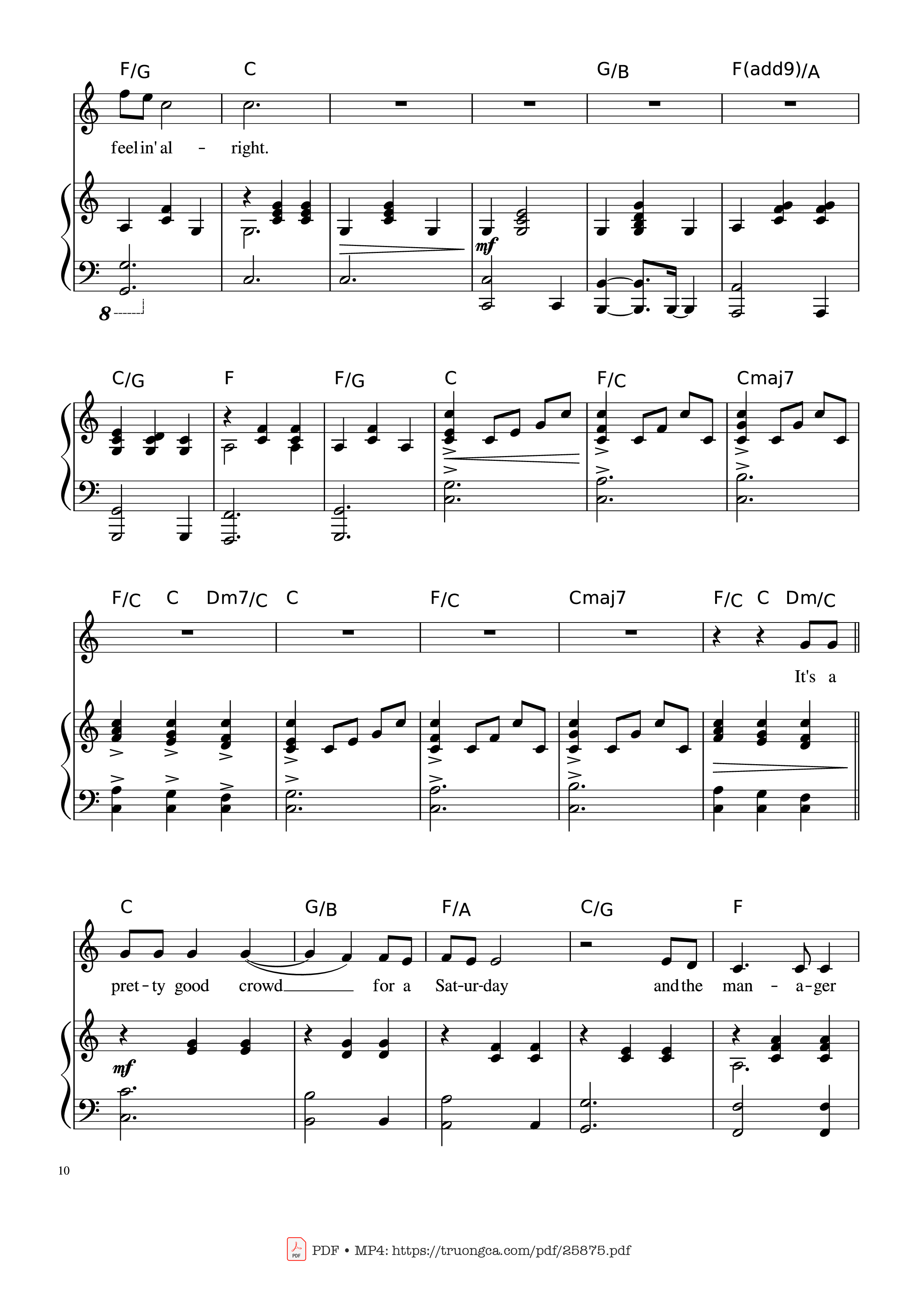 Trang 10 của Sheet nhạc PDF Piano bài hát Piano Man (Vocal-Piano the original live version) - Arr. Josepheroic