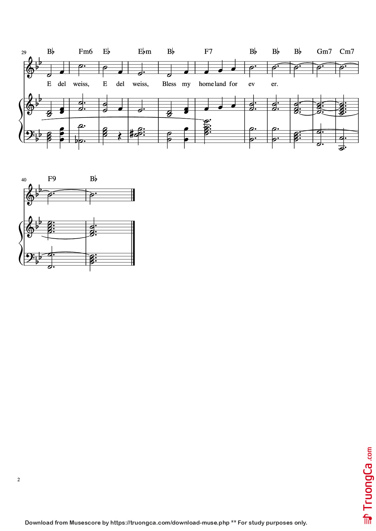 Trang 2 của Sheet nhạc PDF Piano bài hát EDELWEISS Piano - ROGER AND HAMMERSTEIN,1959 Adapted:L.Praveen Dhanaseelan,2019