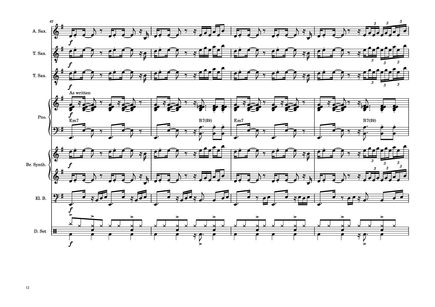 Trang 12 của Sheet nhạc PDF Piano Guitar Tab bài hát 176th Street Piano - Transcribed by