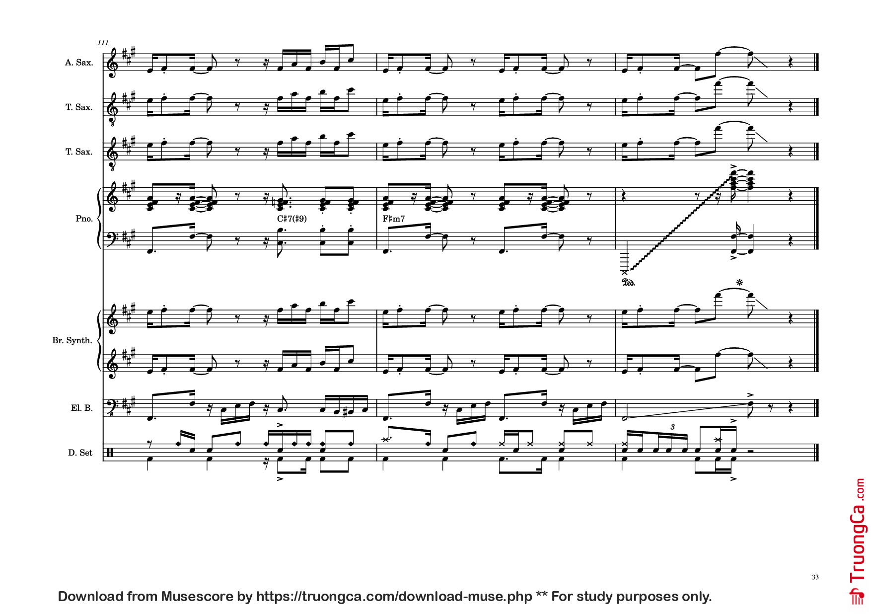 Trang 33 của Sheet nhạc PDF Piano Guitar Tab bài hát 176th Street Piano - Transcribed by