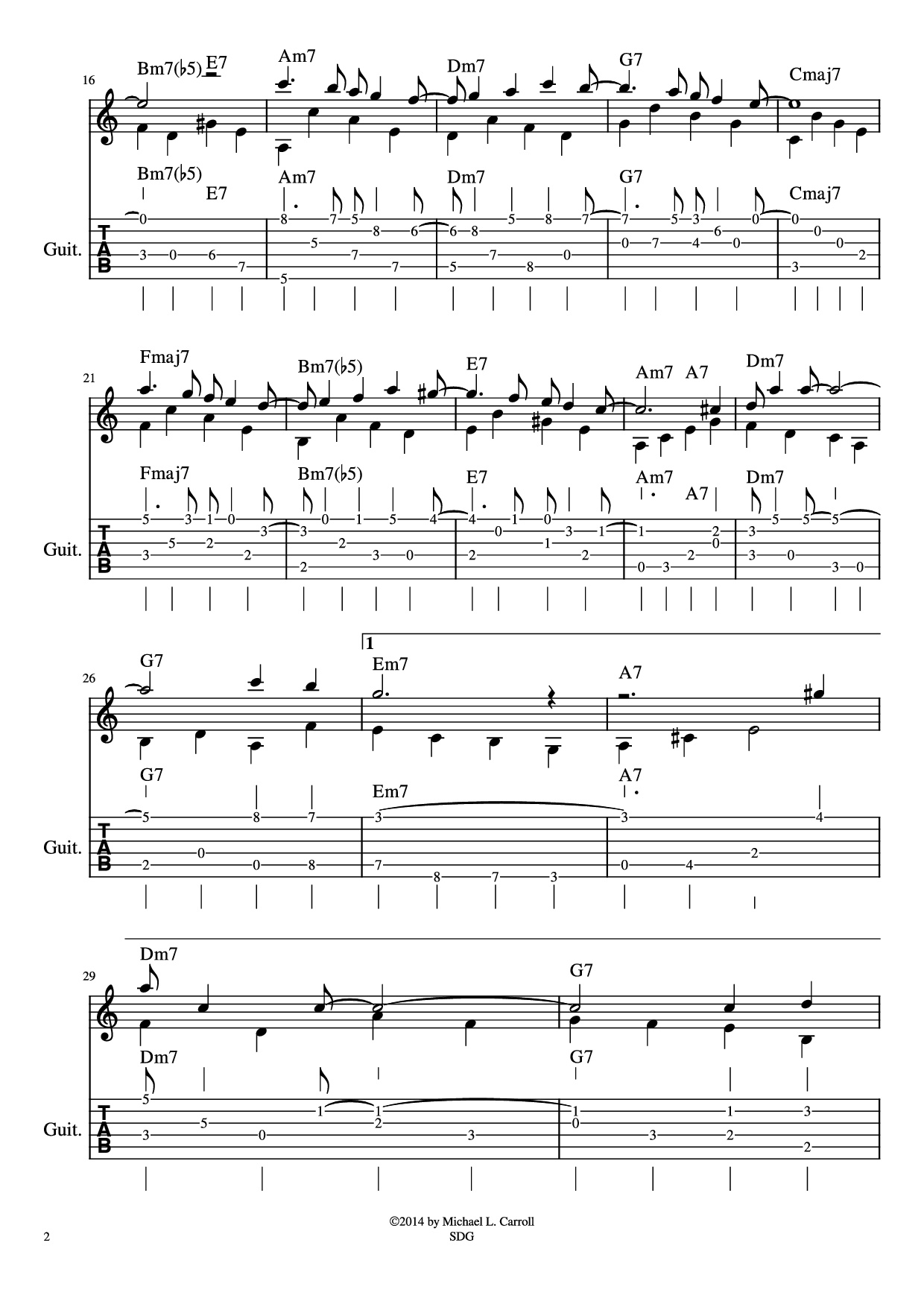 Trang 2 của Sheet nhạc PDF Guitar Tab bài hát Fly Me to the Moon Guitar TAB - Bart Howard