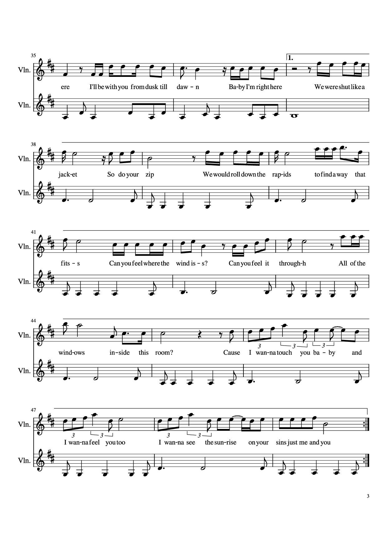 Trang 3 của Sheet nhạc PDF bài hát Dusk Till Dawn Violin - Zayn feat. Sia