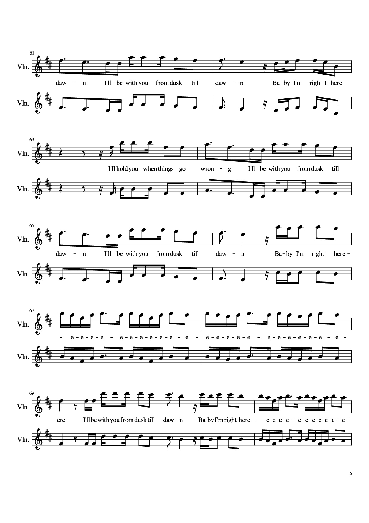 Trang 5 của Sheet nhạc PDF bài hát Dusk Till Dawn Violin - Zayn feat. Sia