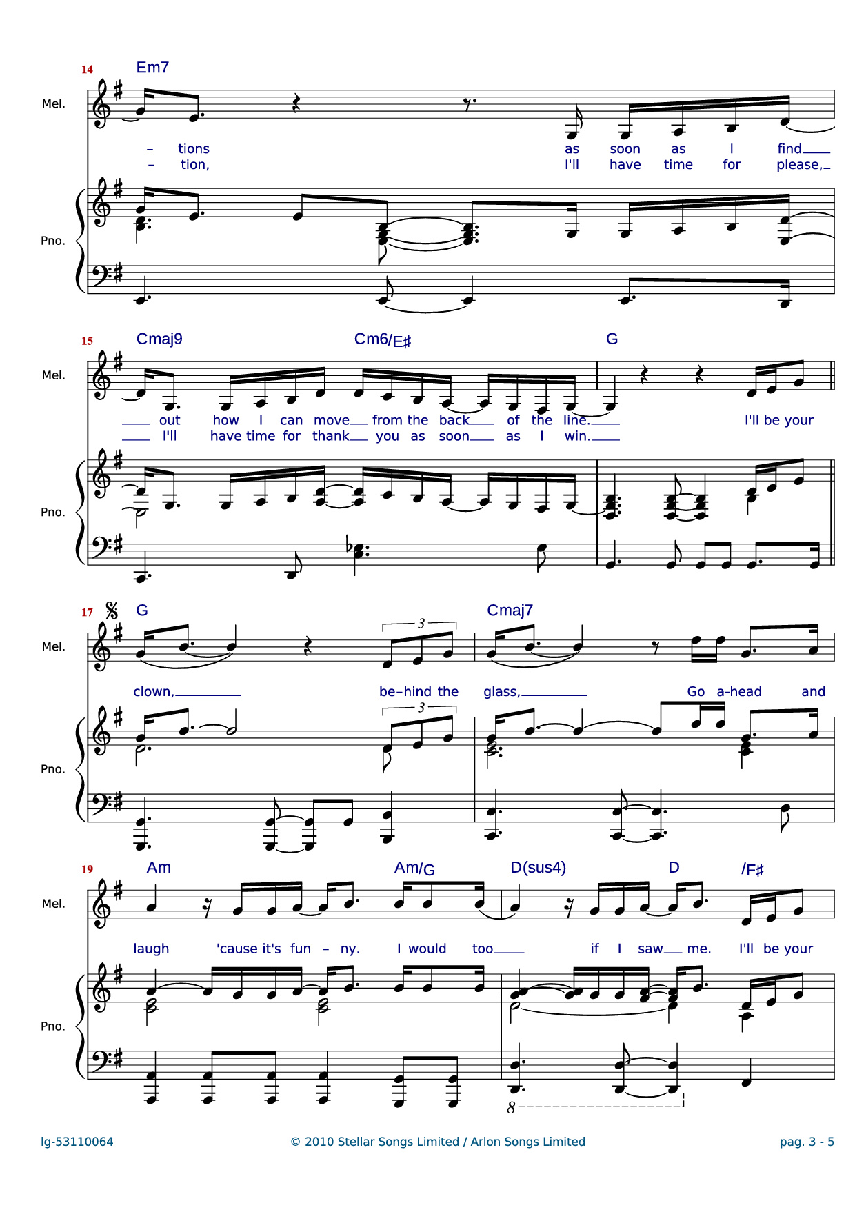 Trang 3 của Sheet nhạc PDF Piano bài hát Clown Piano - Words and Music by Shahid Khan, Emeli Sand? & Grant Mitschell