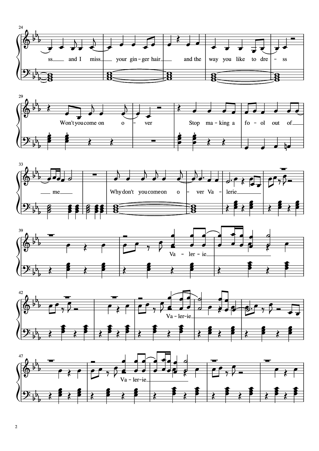 Trang 2 của Sheet nhạc PDF Piano bài hát Amy Winehouse-Valerie Piano - Undefined