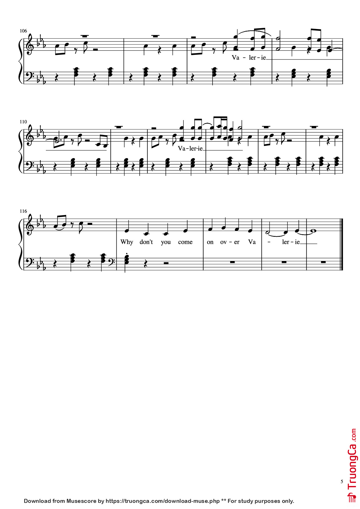 Trang 5 của Sheet nhạc PDF Piano bài hát Amy Winehouse-Valerie Piano - Undefined