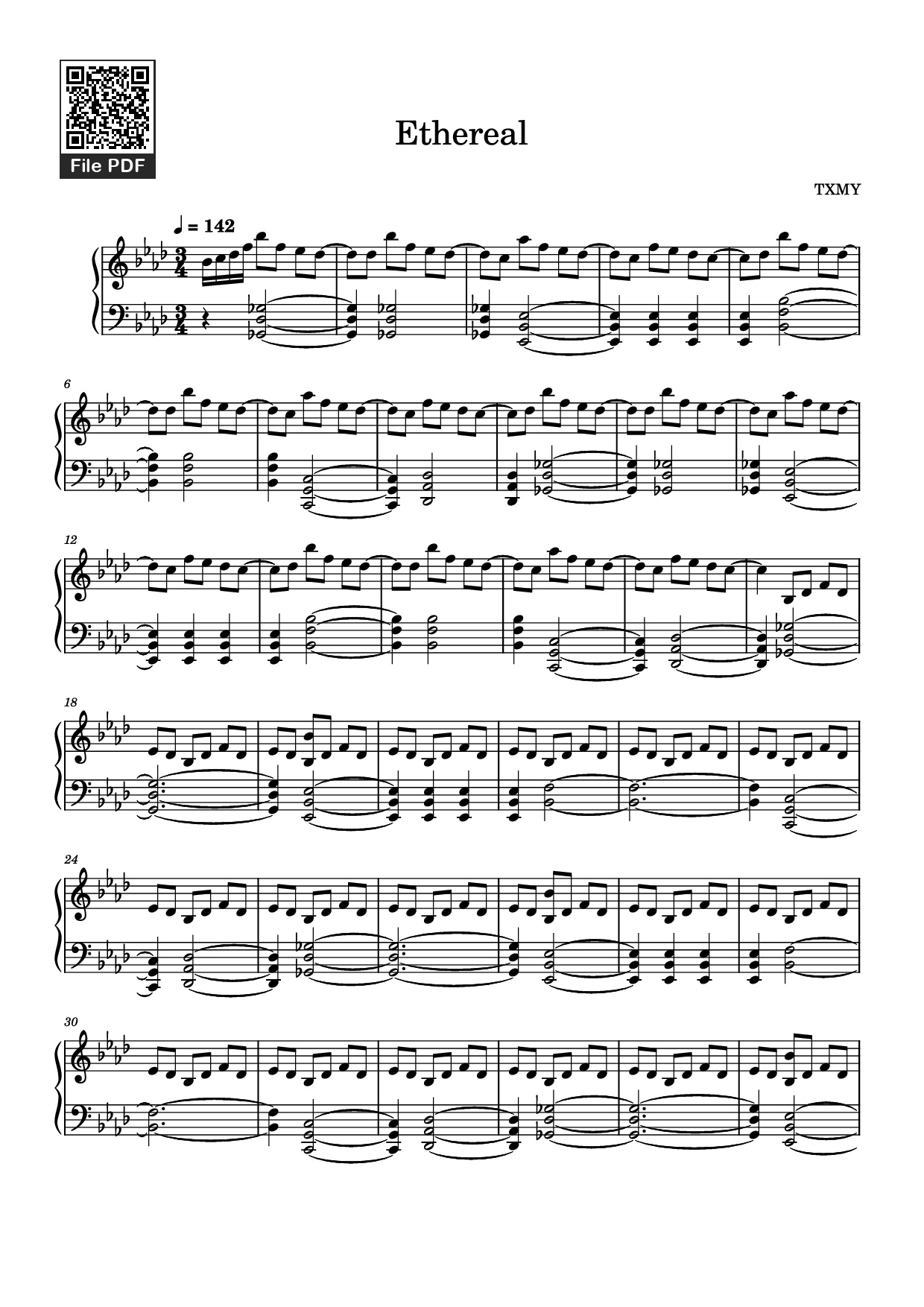 Trang 1 của Sheet nhạc PDF Piano bài hát Ethereal Piano - TXMY