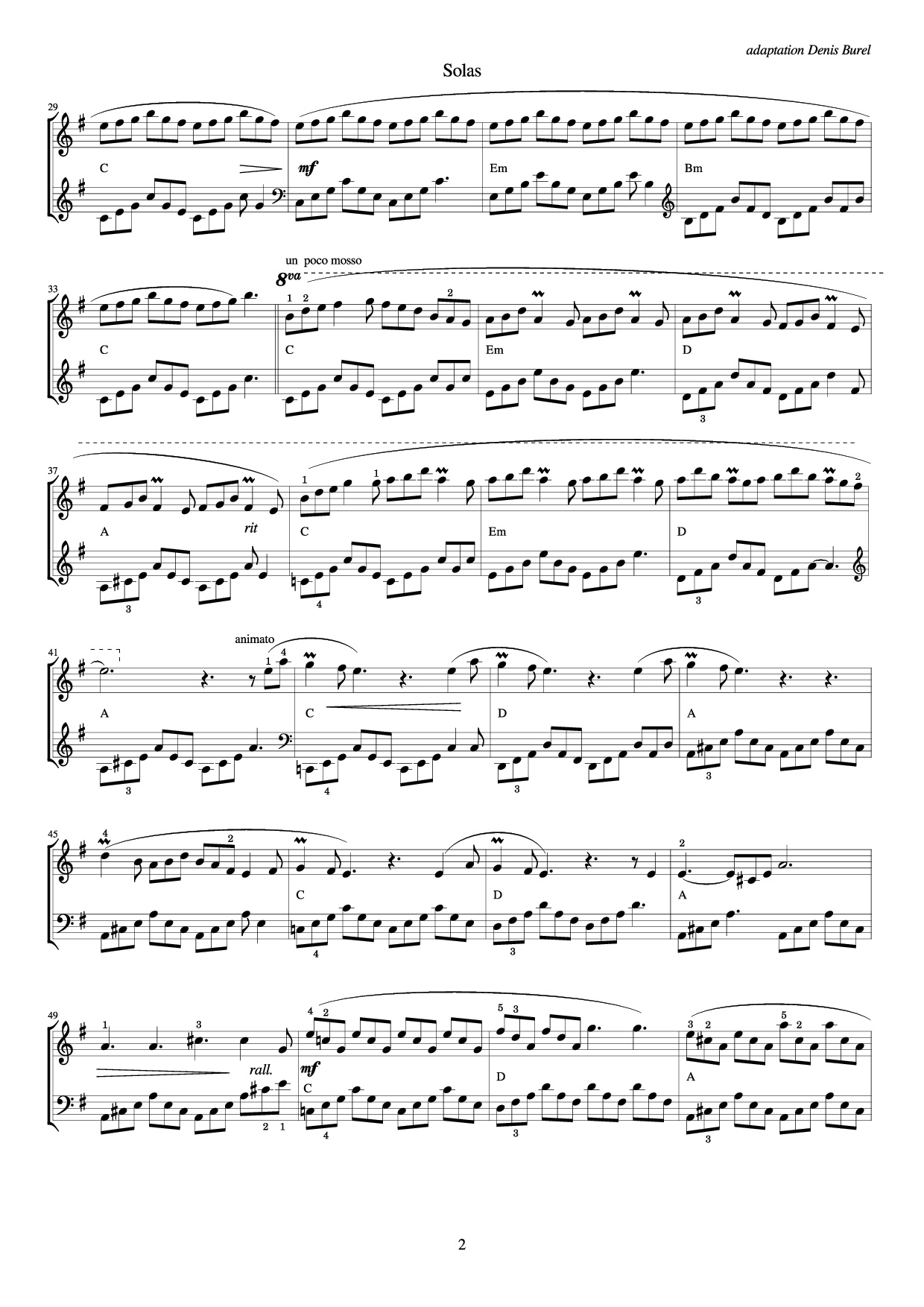Trang 2 của Sheet nhạc PDF Piano bài hát Solas Piano - Jamie Duffy