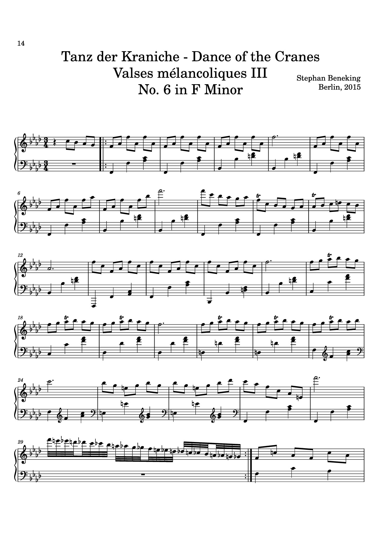 Trang 14 của Sheet nhạc PDF bài hát 12 Valses mélancoliques III - Dance of the Cranes - No. 1 in C Minor - Stephan Beneking