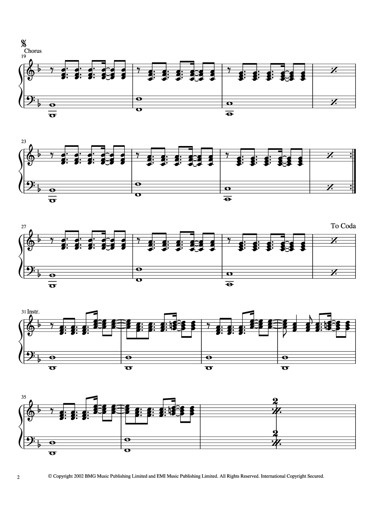 Trang 2 của Sheet nhạc PDF Piano bài hát Feel Piano - Robert Williams & Guy Chambers