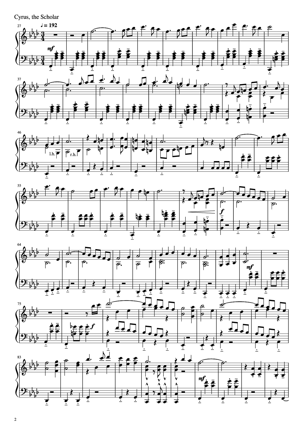 Trang 2 của Sheet nhạc PDF Piano bài hát Octopath Traveller Piano - Music by Yasunori Nishiki