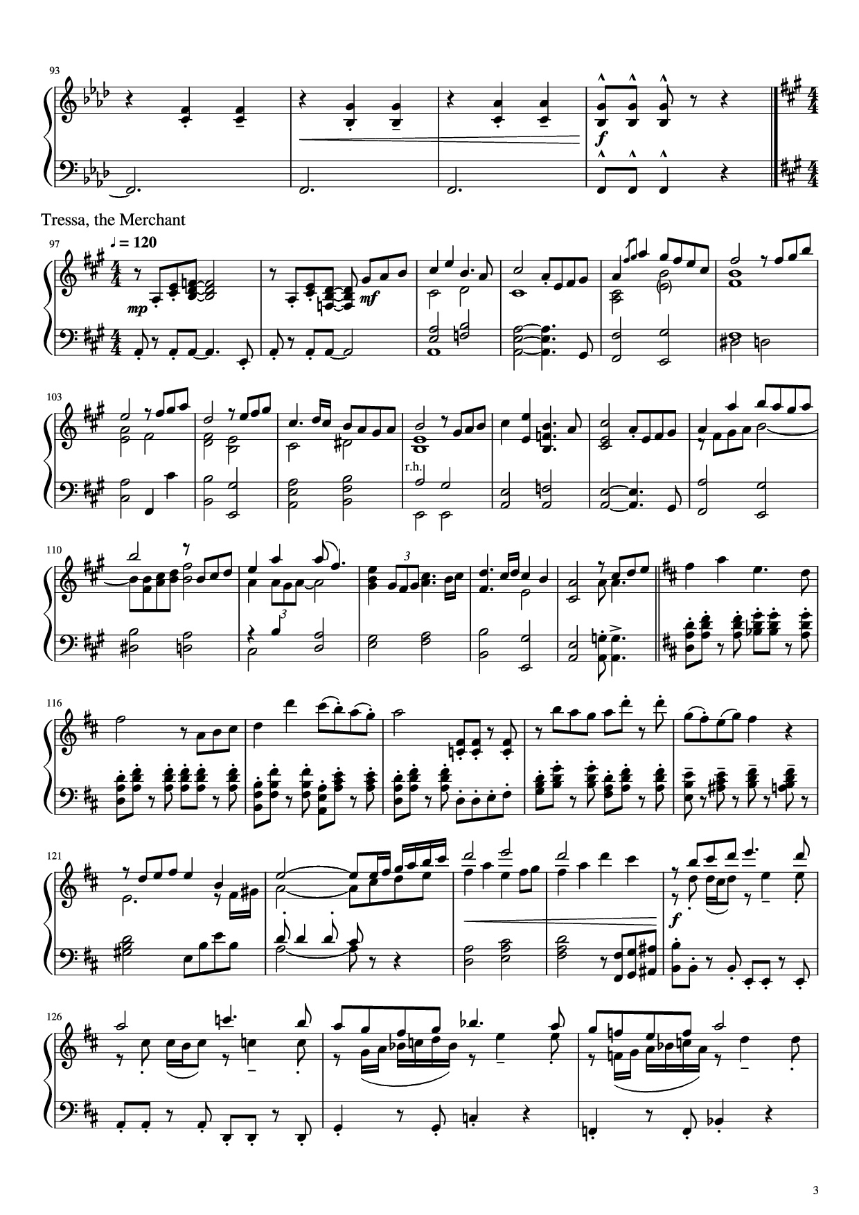 Trang 3 của Sheet nhạc PDF Piano bài hát Octopath Traveller Piano - Music by Yasunori Nishiki