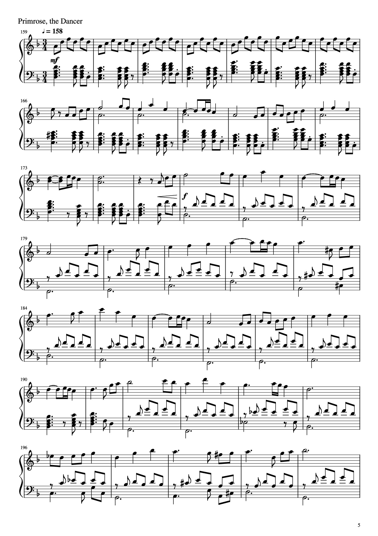 Trang 5 của Sheet nhạc PDF Piano bài hát Octopath Traveller Piano - Music by Yasunori Nishiki
