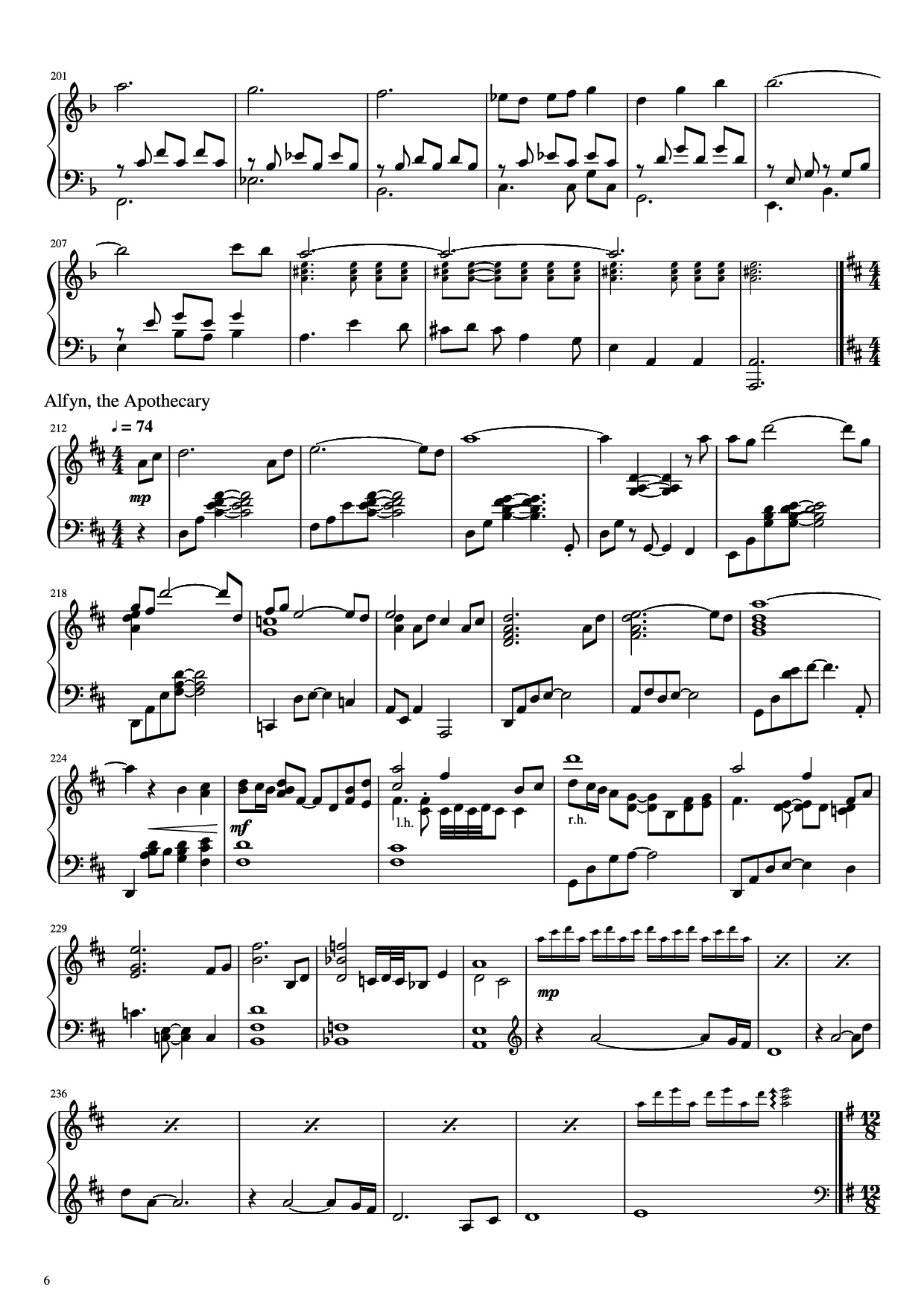 Trang 6 của Sheet nhạc PDF Piano bài hát Octopath Traveller Piano - Music by Yasunori Nishiki