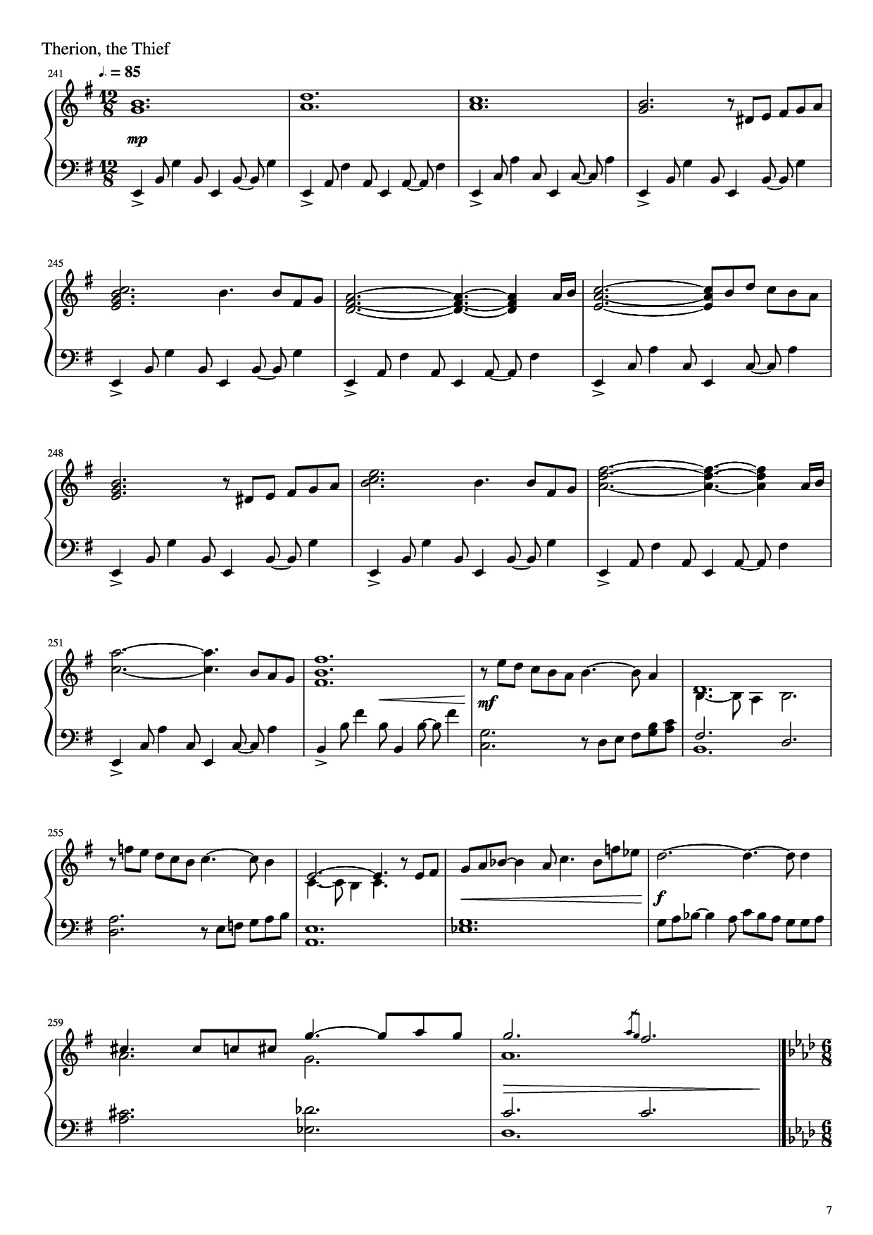 Trang 7 của Sheet nhạc PDF Piano bài hát Octopath Traveller Piano - Music by Yasunori Nishiki