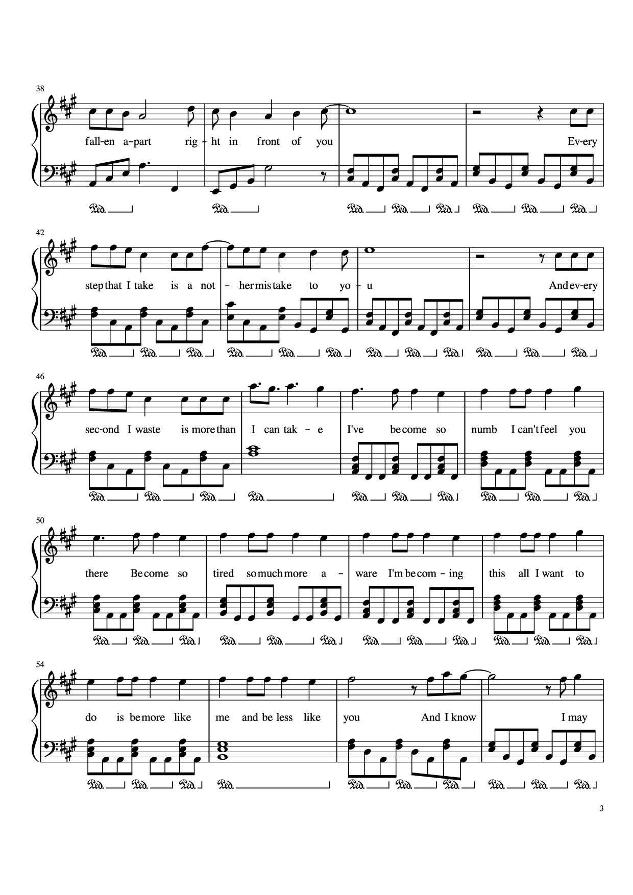 Trang 3 của Sheet nhạc PDF Piano bài hát Numb Piano - Zakura