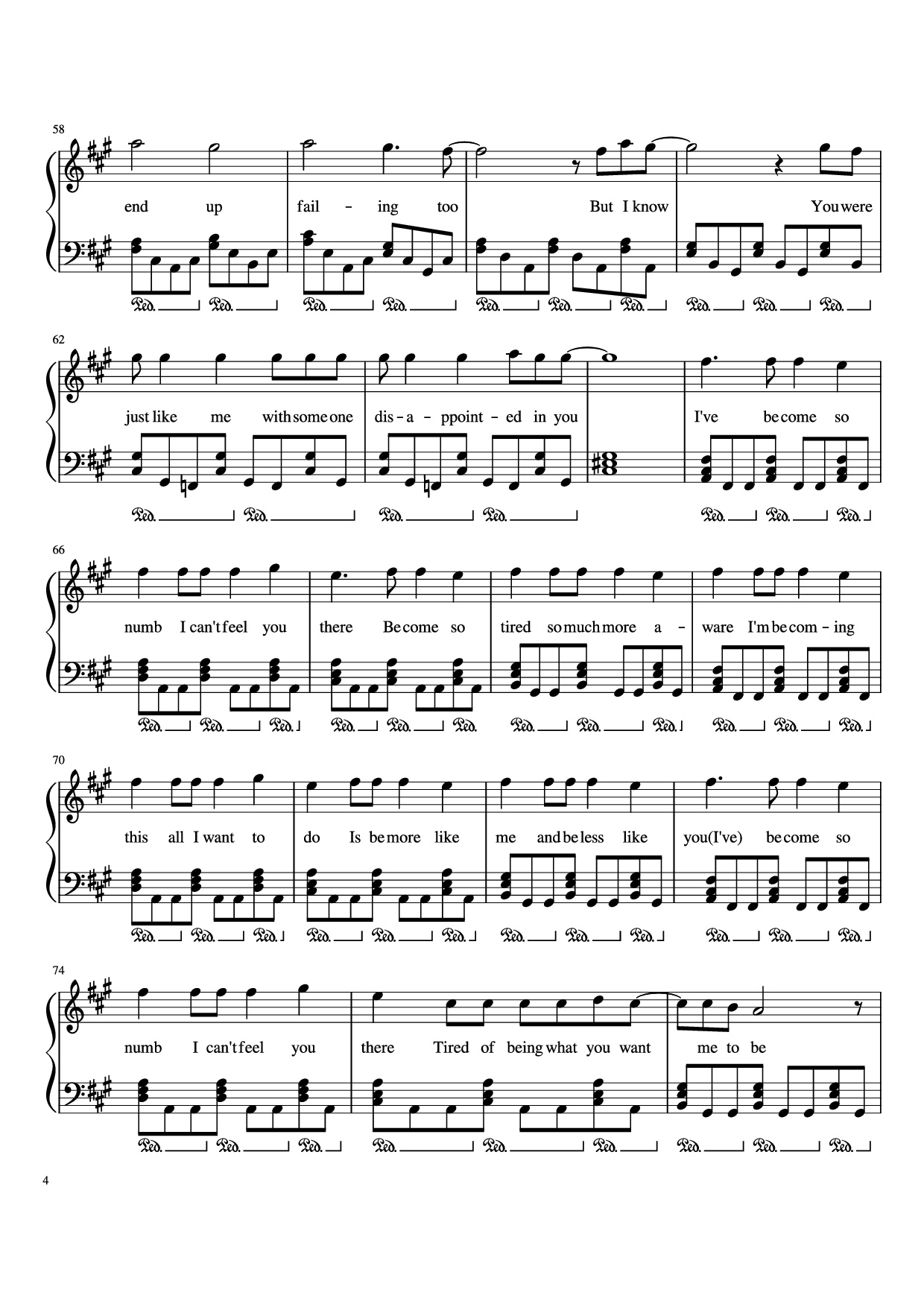 Trang 4 của Sheet nhạc PDF Piano bài hát Numb Piano - Zakura