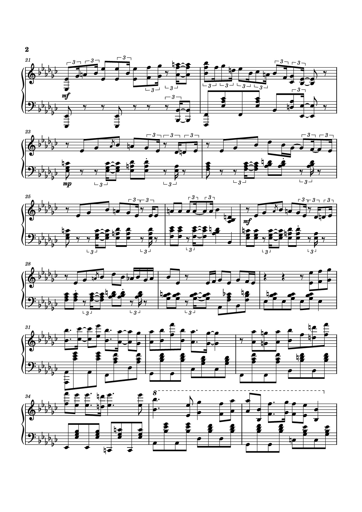 Trang 2 của Sheet nhạc PDF Piano bài hát Furina All the World
