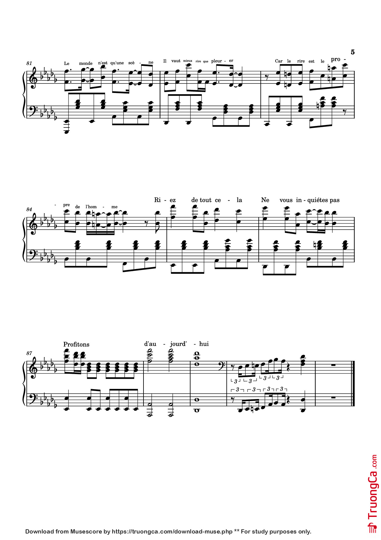 Trang 5 của Sheet nhạc PDF Piano bài hát Furina All the World